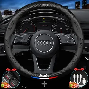 Custom-Fit Steering Wheel Cover for Audi. Car Steering Wheel Covers Auto Interior Accessories, Anti Slip & Odor Free, Designed Accessories for AudiCar Designed Accessories for Car (Black, for Audi)