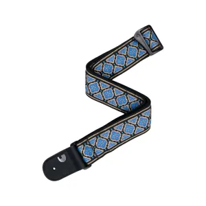 D'Addario Eco-Comfort Jacquard Woven Guitar Strap, Blue/Gold