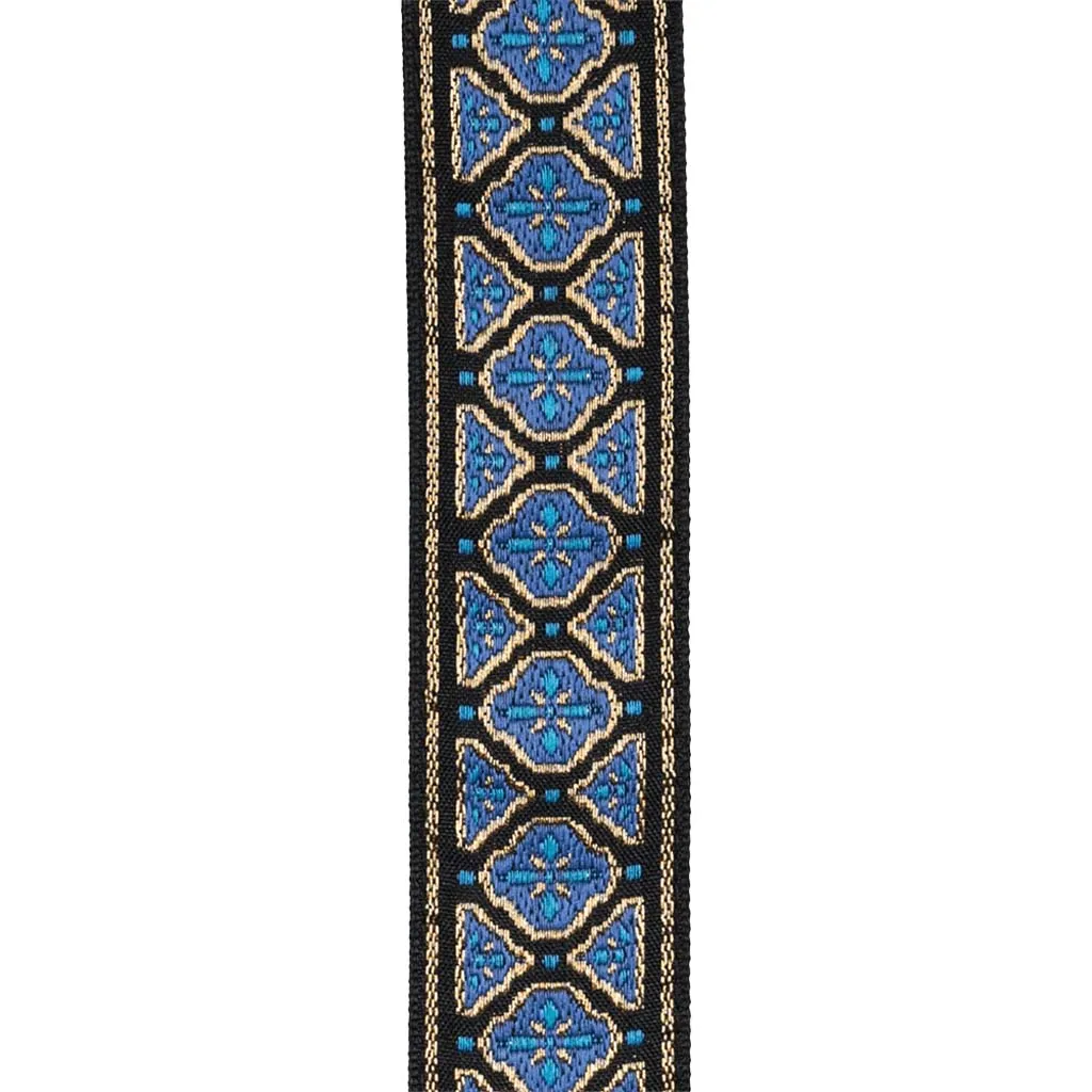 D'Addario Eco-Comfort Jacquard Woven Guitar Strap, Blue/Gold