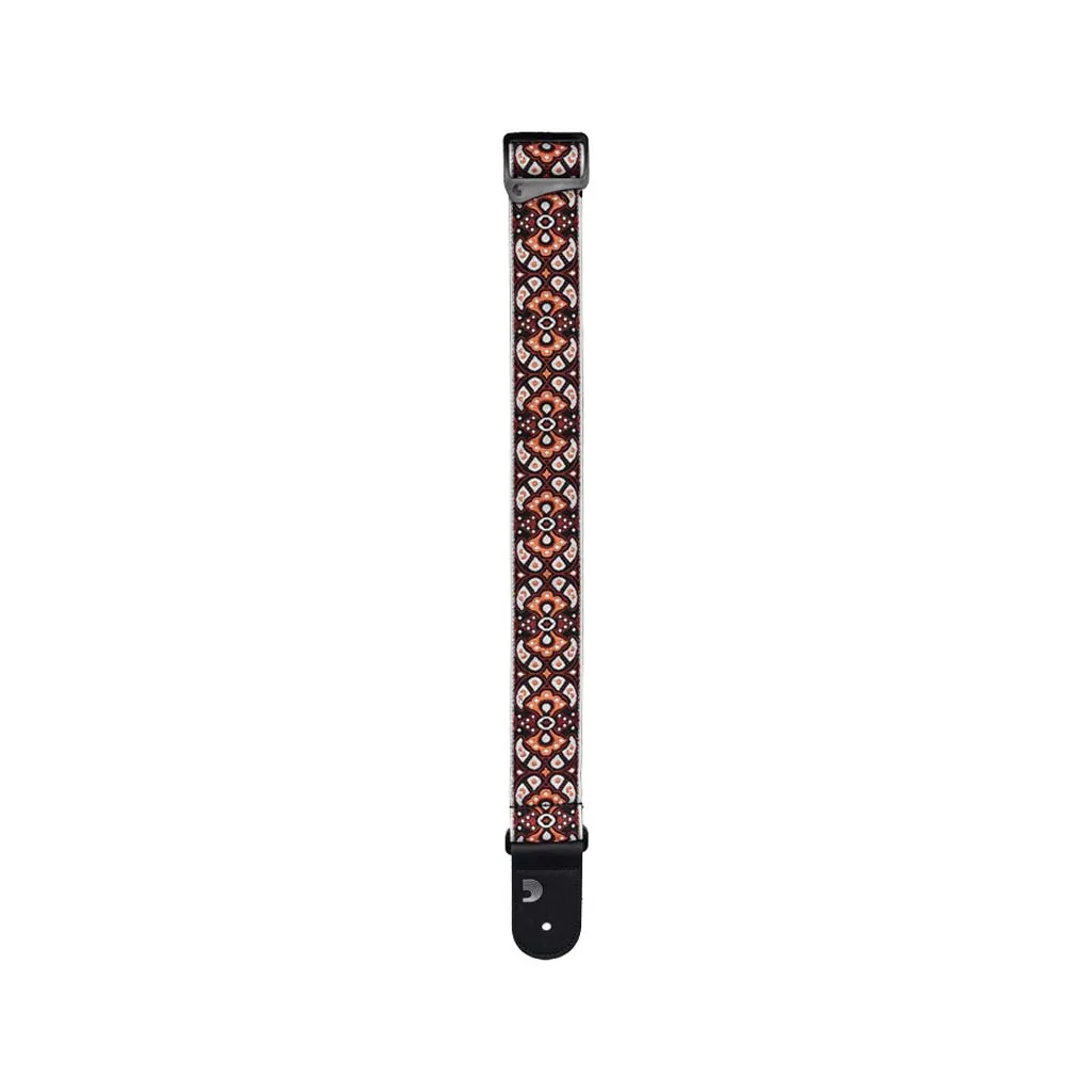 D'Addario Eco-Comfort Jacquard Woven Guitar Strap, Red/Orange