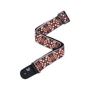 D'Addario Eco-Comfort Jacquard Woven Guitar Strap, Red/Orange
