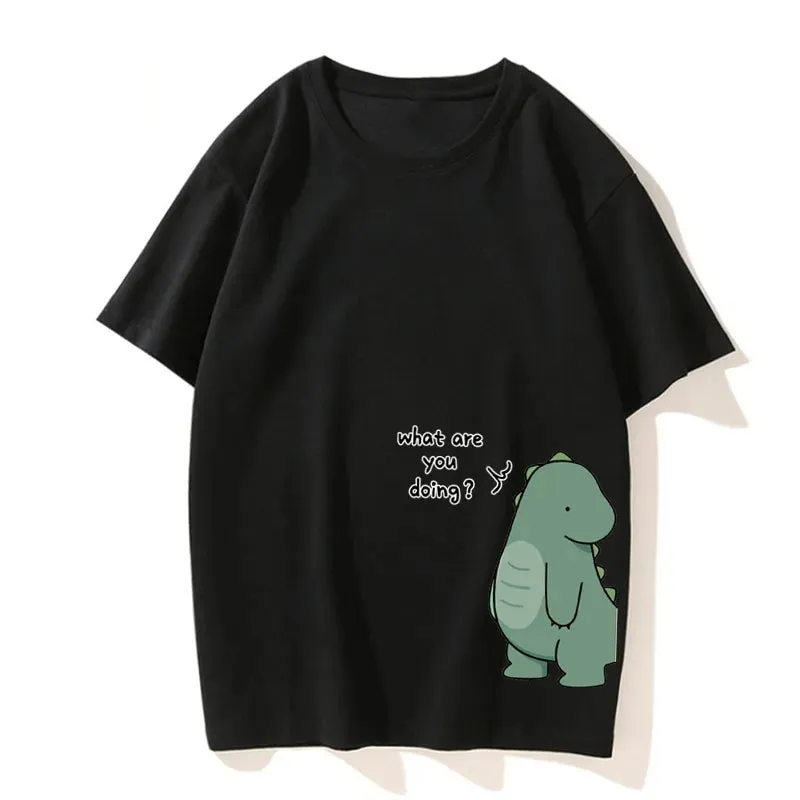 Dinosaur Matching Couple T-Shirt Casual Loose Short Sleeved Tshirt