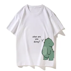 Dinosaur Matching Couple T-Shirt Casual Loose Short Sleeved Tshirt