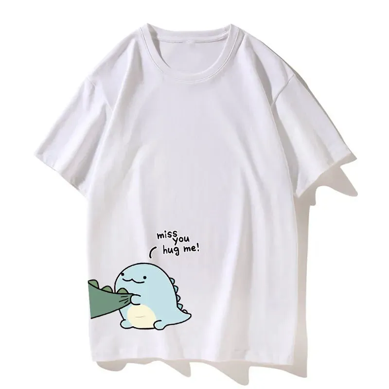 Dinosaur Matching Couple T-Shirt Casual Loose Short Sleeved Tshirt