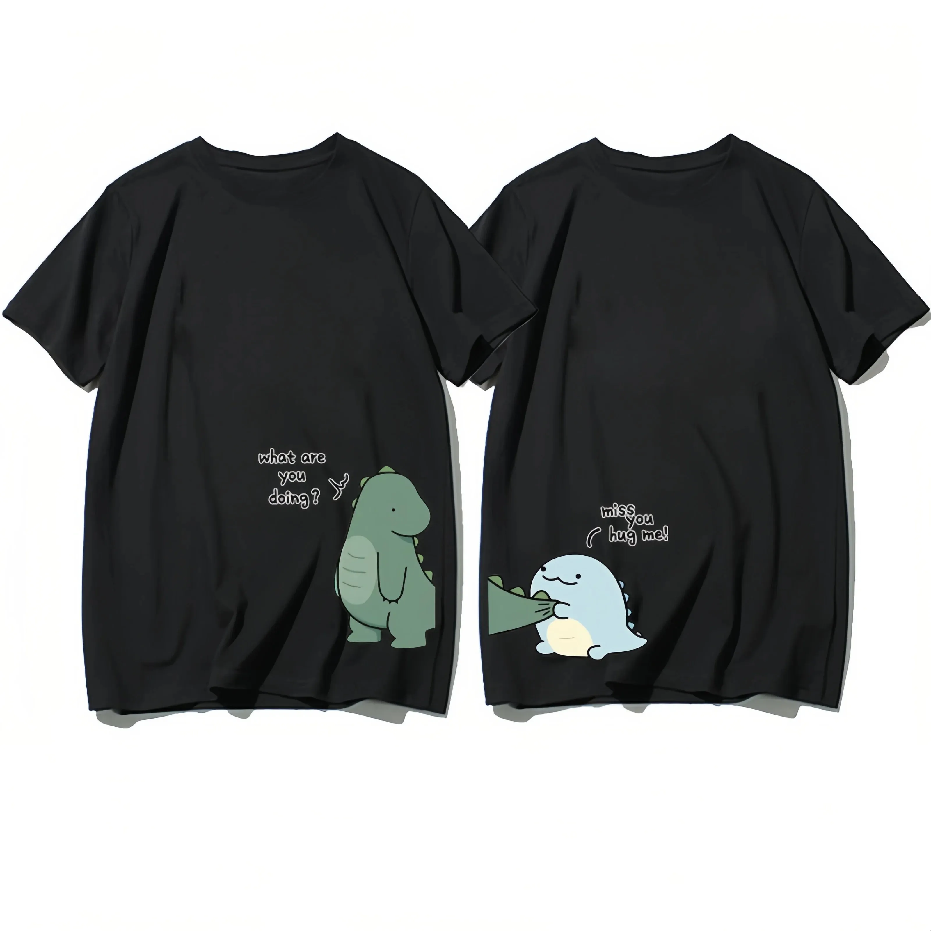 Dinosaur Matching Couple T-Shirt Casual Loose Short Sleeved Tshirt