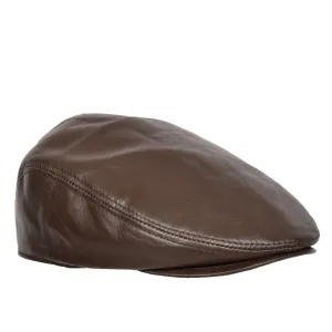 DR397 Soft Leather Classic Flat Cap Brown