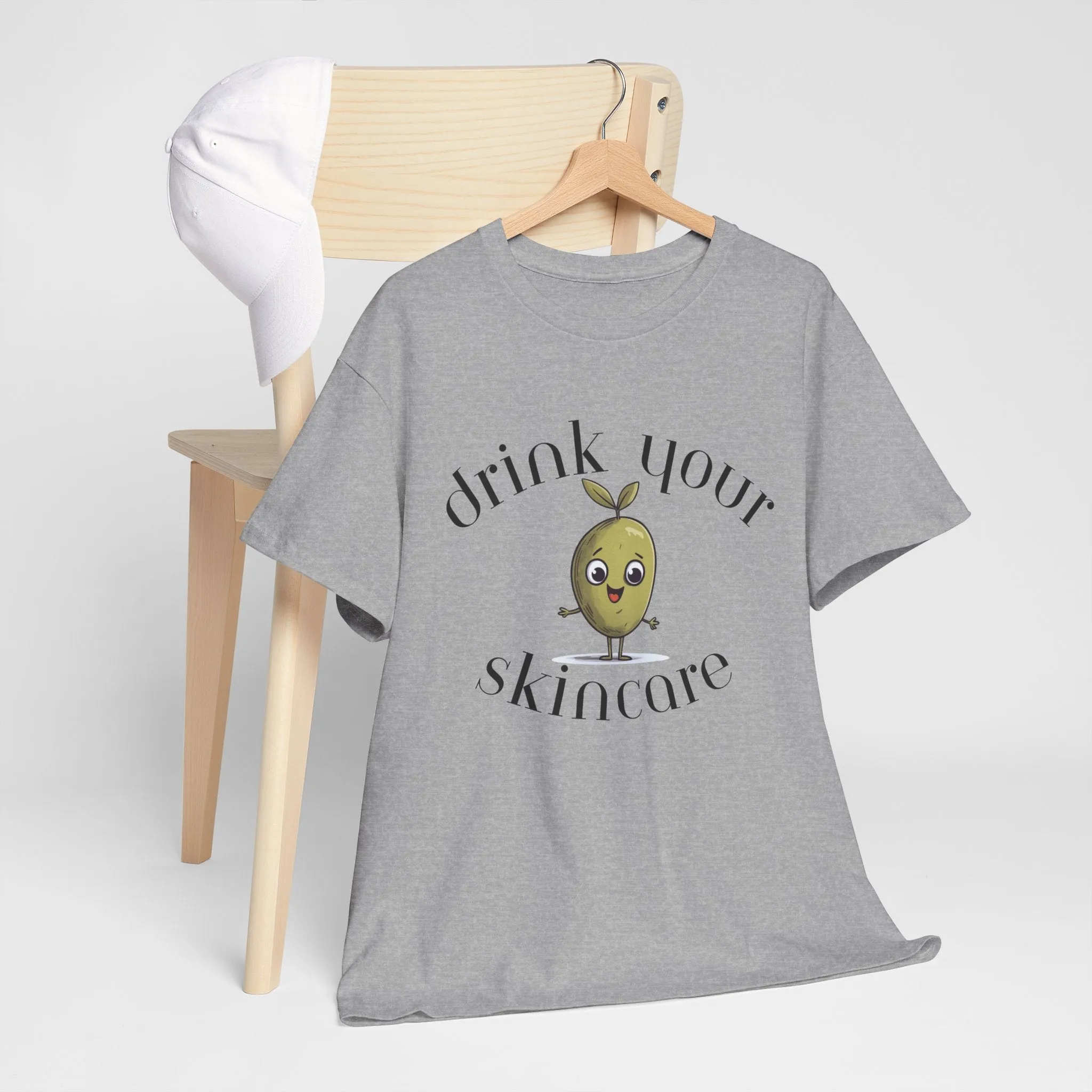 Drink your skincare / olive trees / olive cartoon / Unisex Heavy Cotton Tee