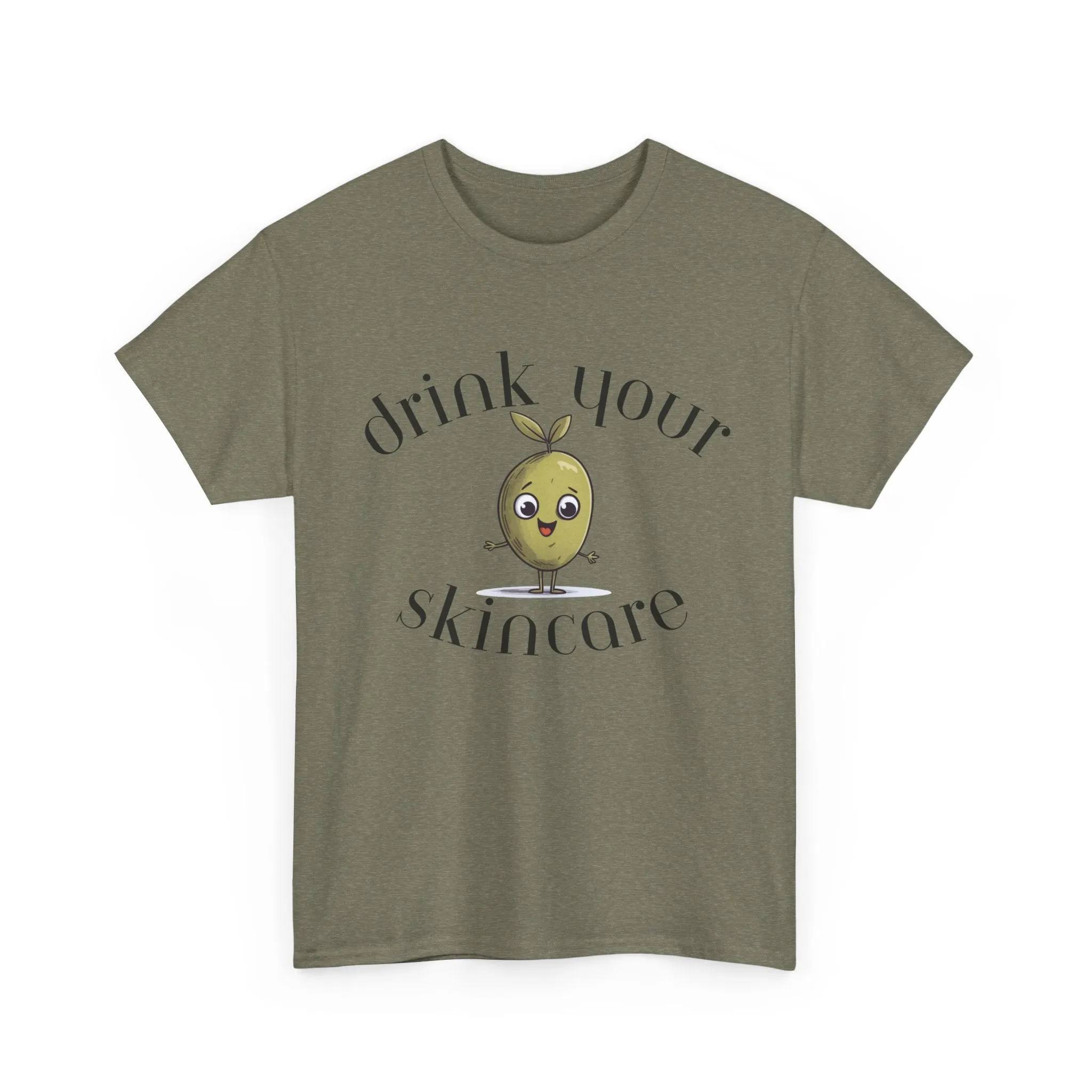Drink your skincare / olive trees / olive cartoon / Unisex Heavy Cotton Tee