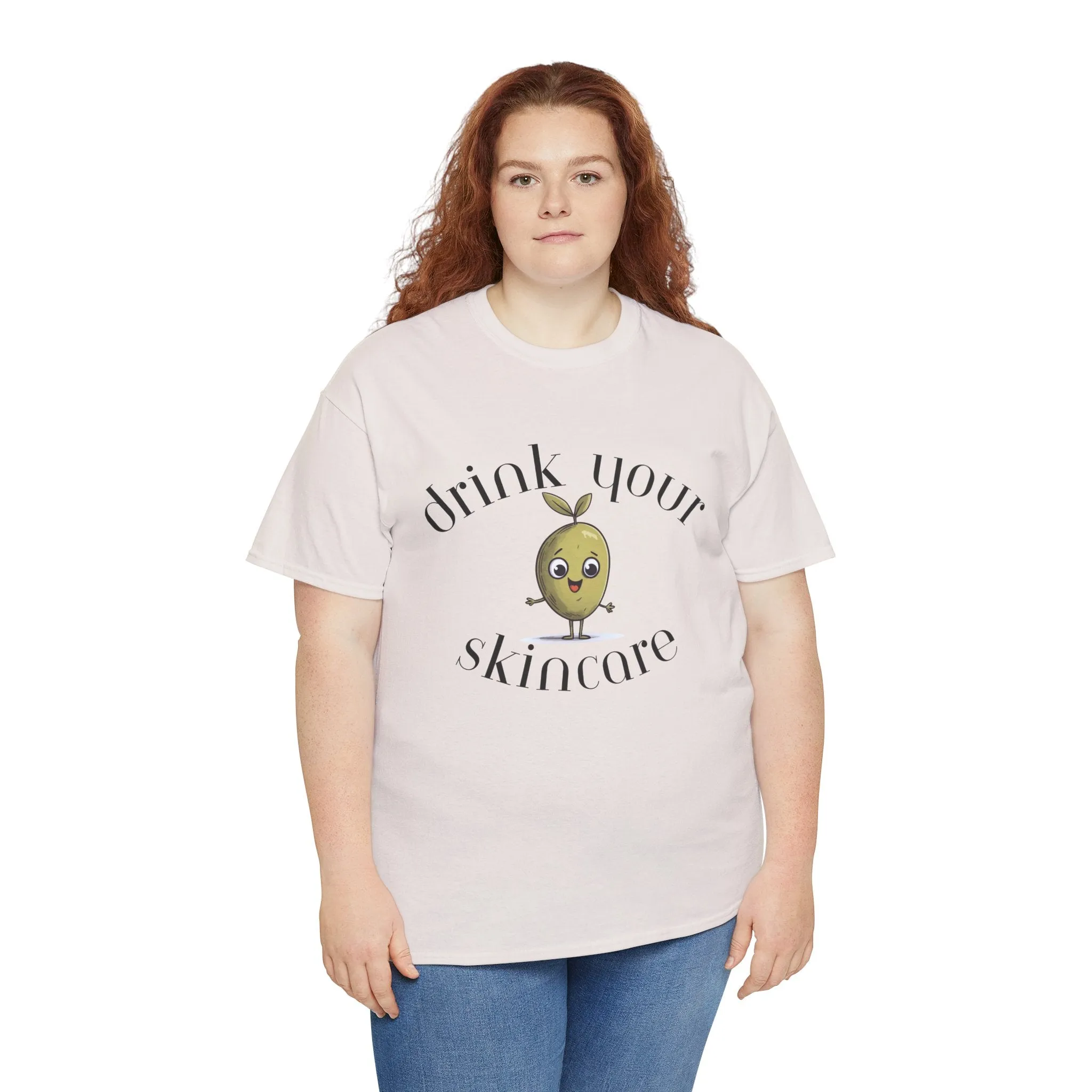 Drink your skincare / olive trees / olive cartoon / Unisex Heavy Cotton Tee