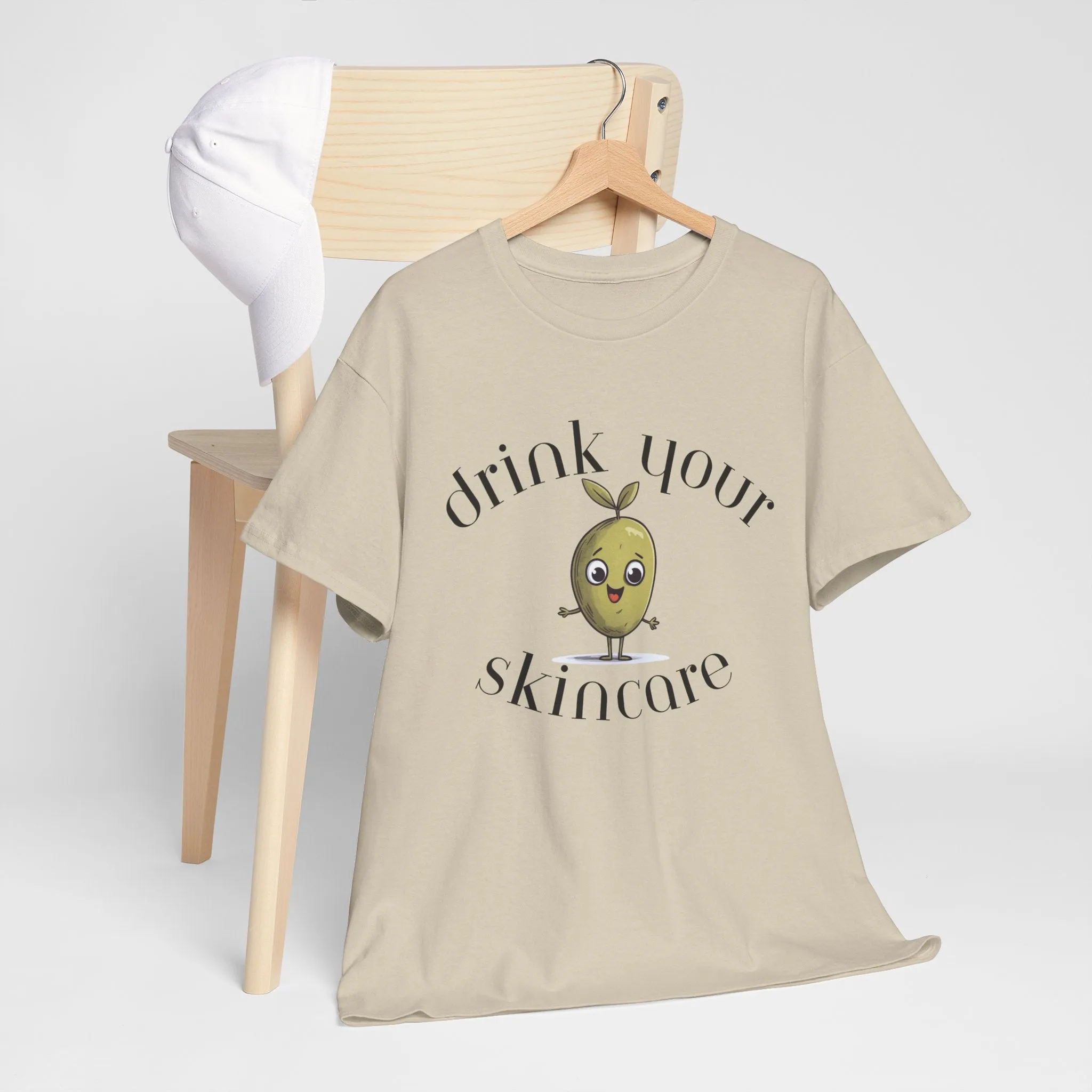Drink your skincare / olive trees / olive cartoon / Unisex Heavy Cotton Tee