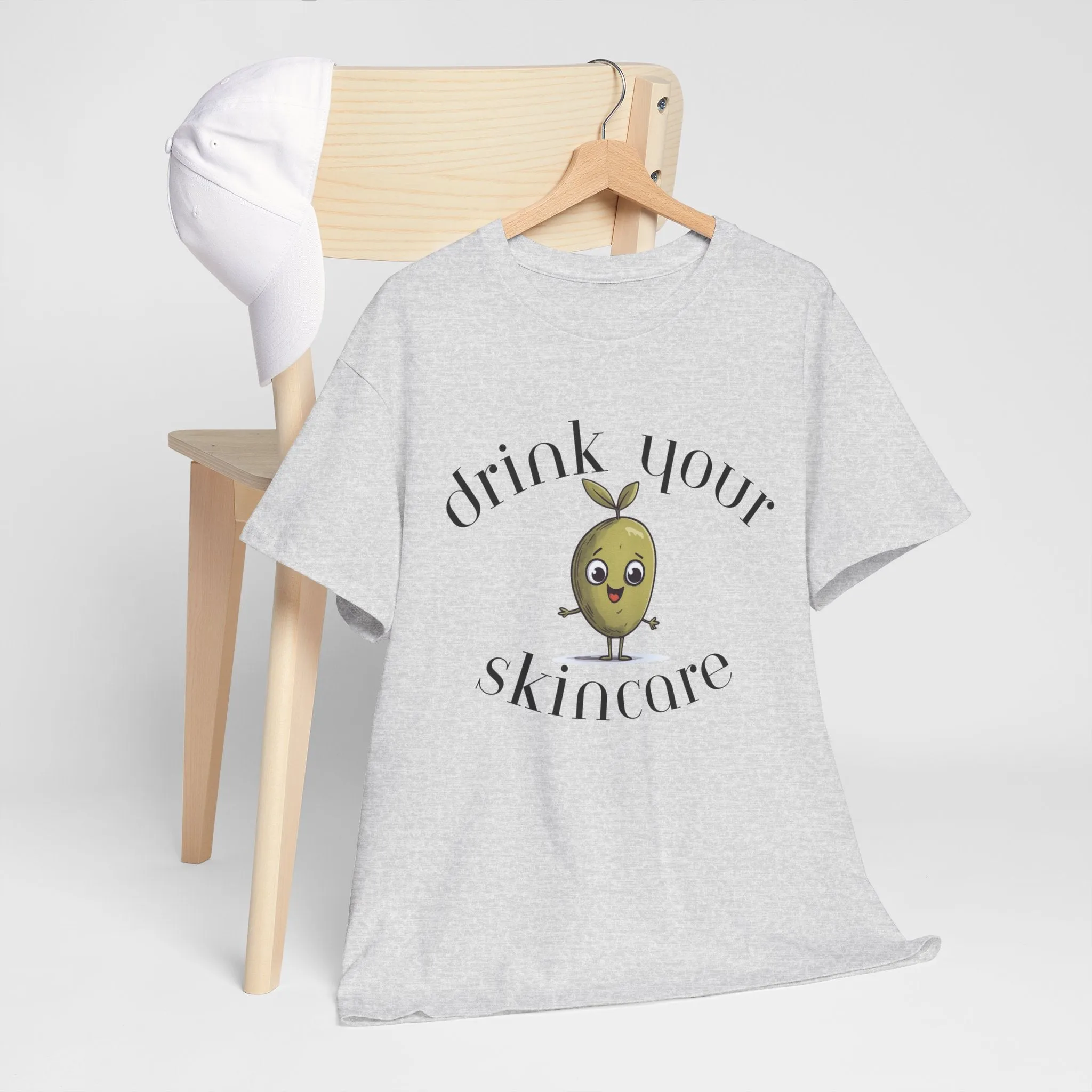 Drink your skincare / olive trees / olive cartoon / Unisex Heavy Cotton Tee