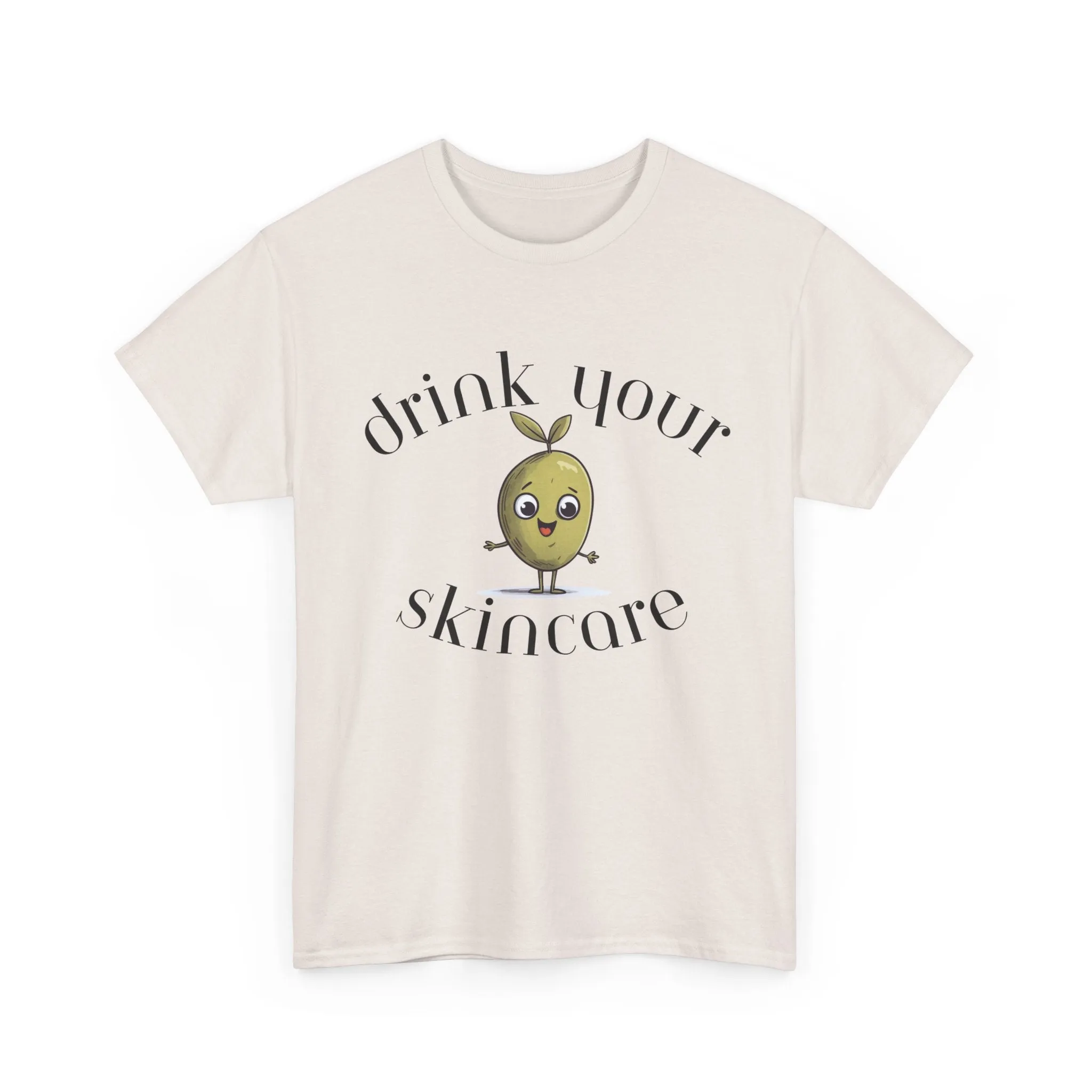 Drink your skincare / olive trees / olive cartoon / Unisex Heavy Cotton Tee
