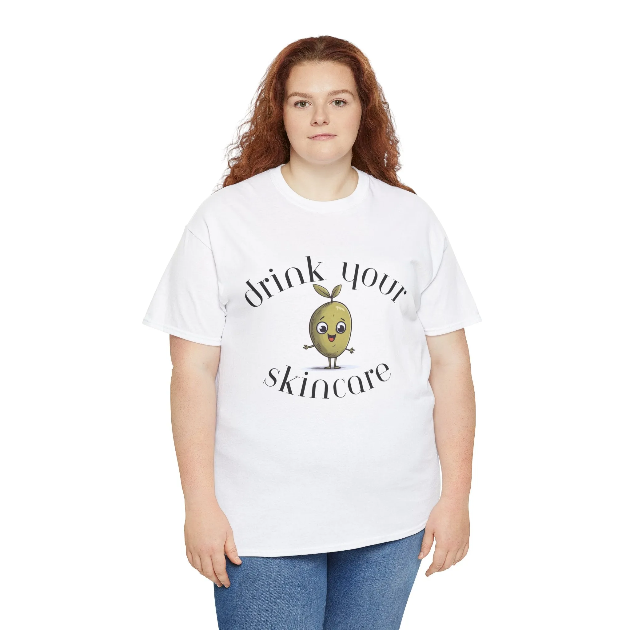 Drink your skincare / olive trees / olive cartoon / Unisex Heavy Cotton Tee