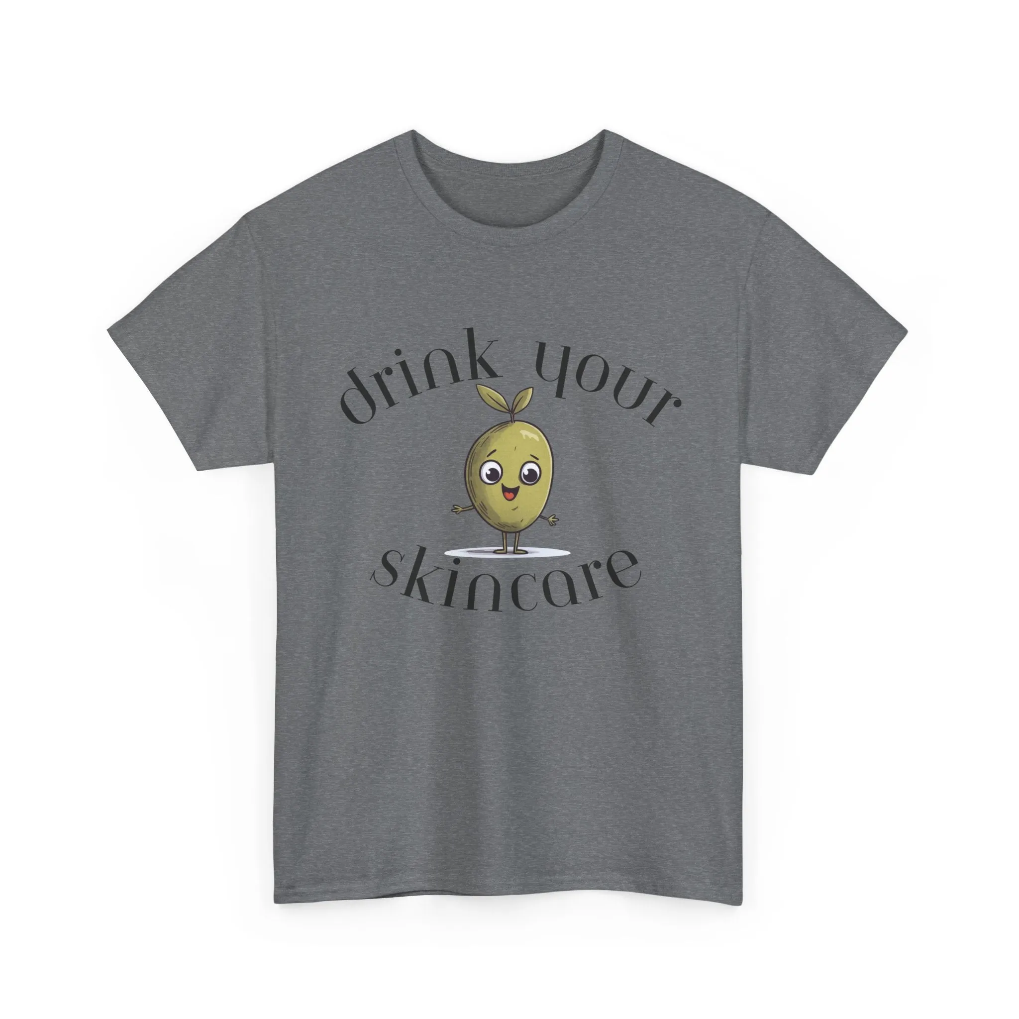 Drink your skincare / olive trees / olive cartoon / Unisex Heavy Cotton Tee