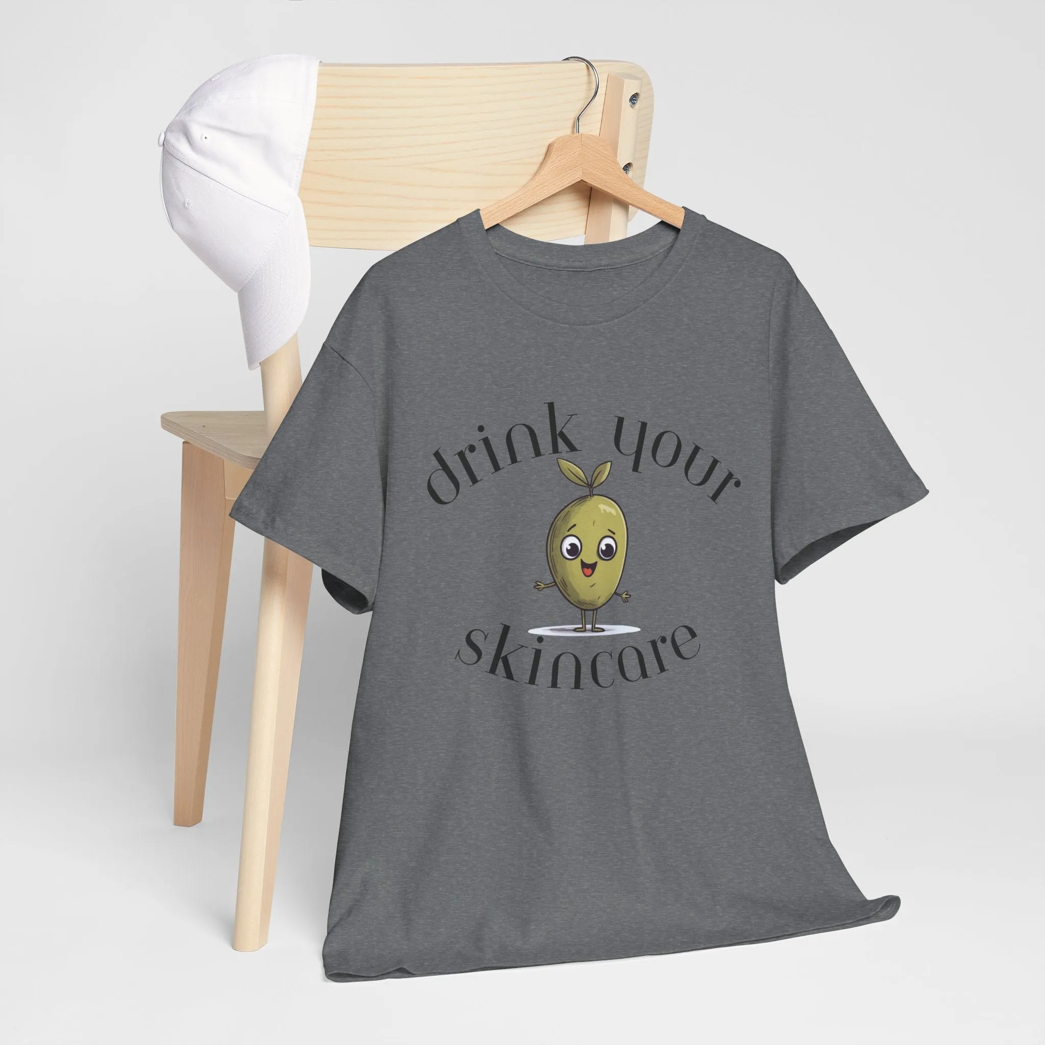 Drink your skincare / olive trees / olive cartoon / Unisex Heavy Cotton Tee