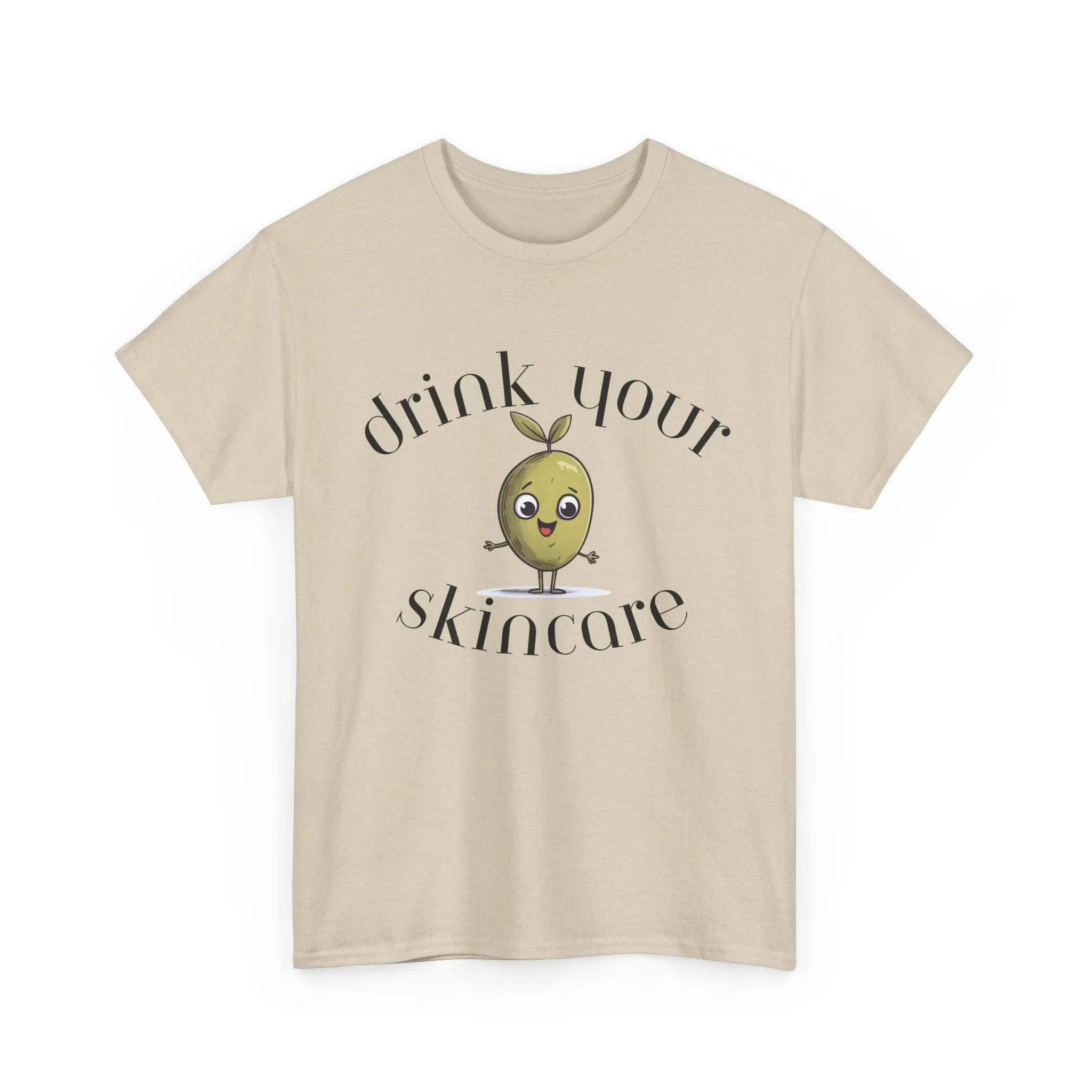 Drink your skincare / olive trees / olive cartoon / Unisex Heavy Cotton Tee