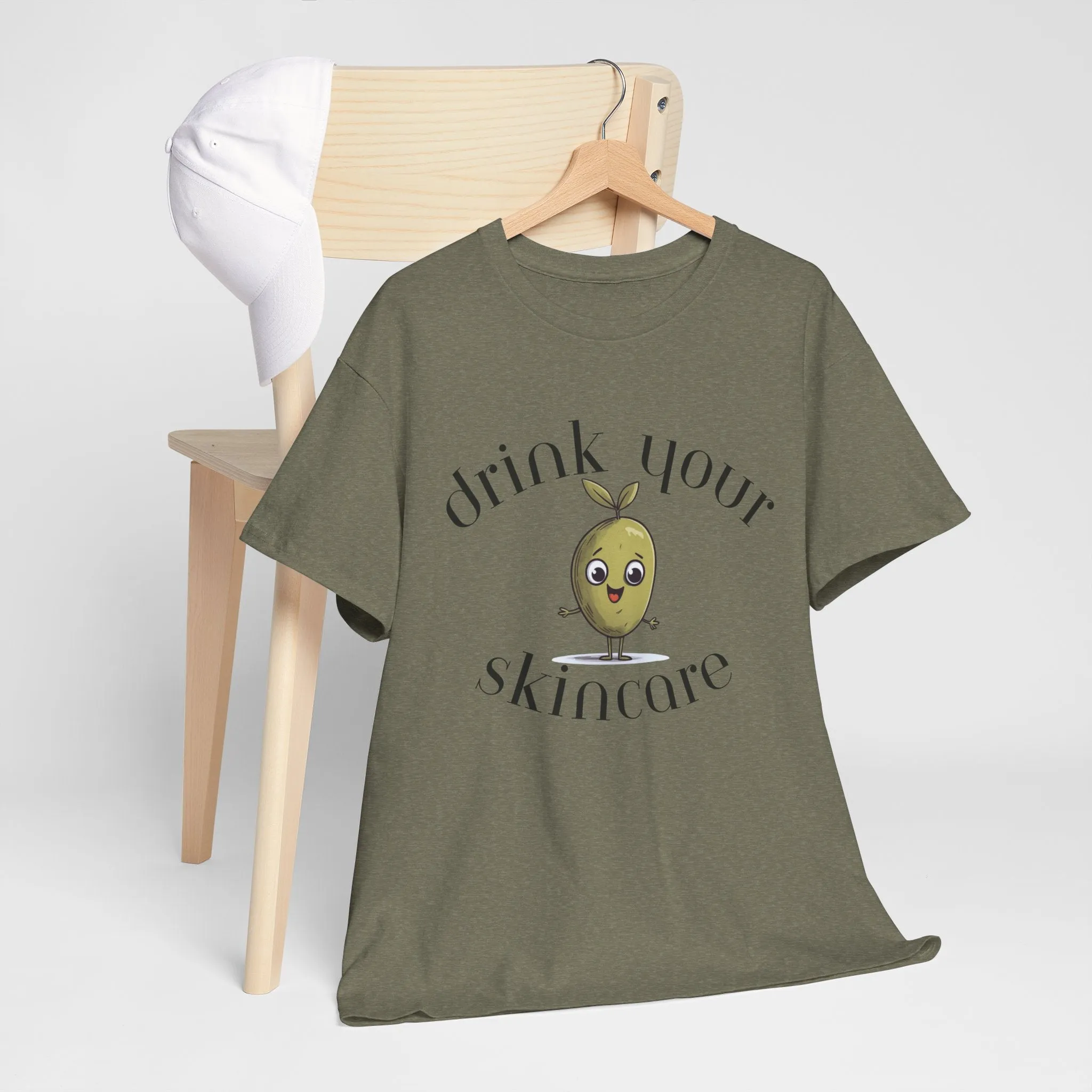 Drink your skincare / olive trees / olive cartoon / Unisex Heavy Cotton Tee