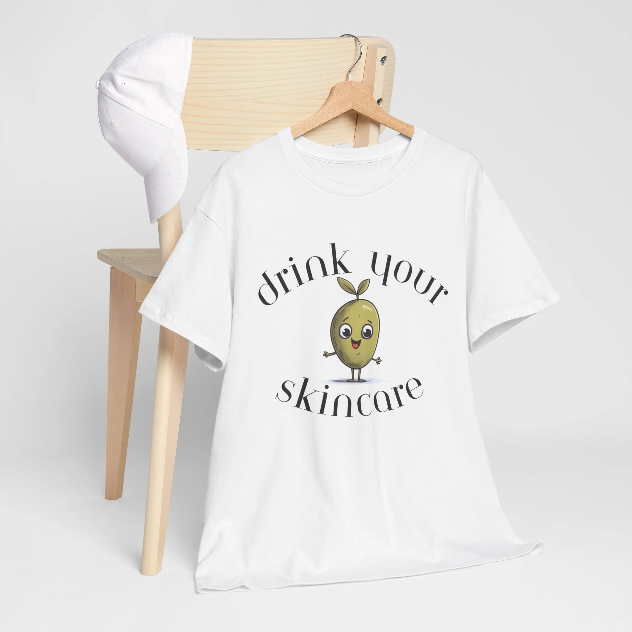 Drink your skincare / olive trees / olive cartoon / Unisex Heavy Cotton Tee