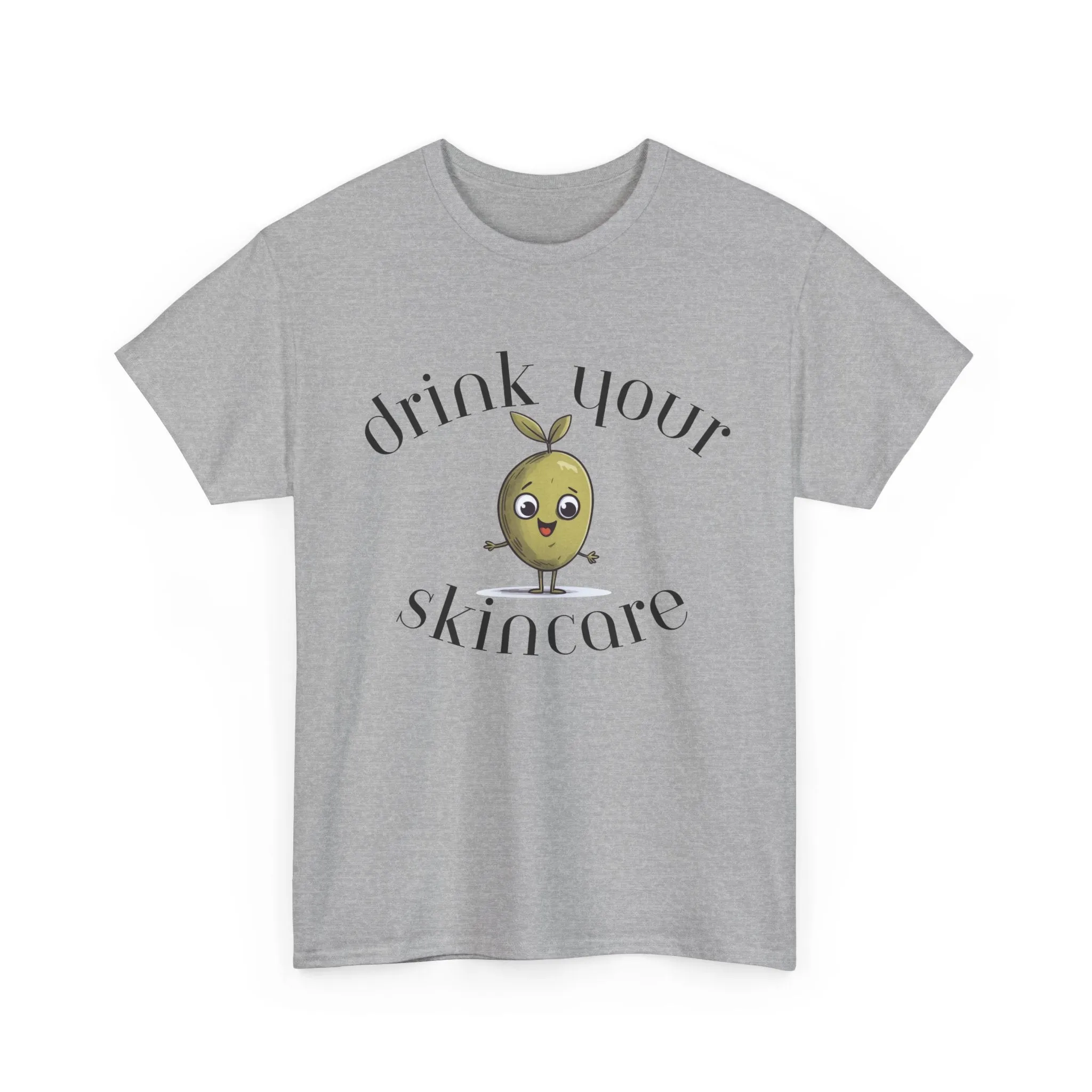Drink your skincare / olive trees / olive cartoon / Unisex Heavy Cotton Tee