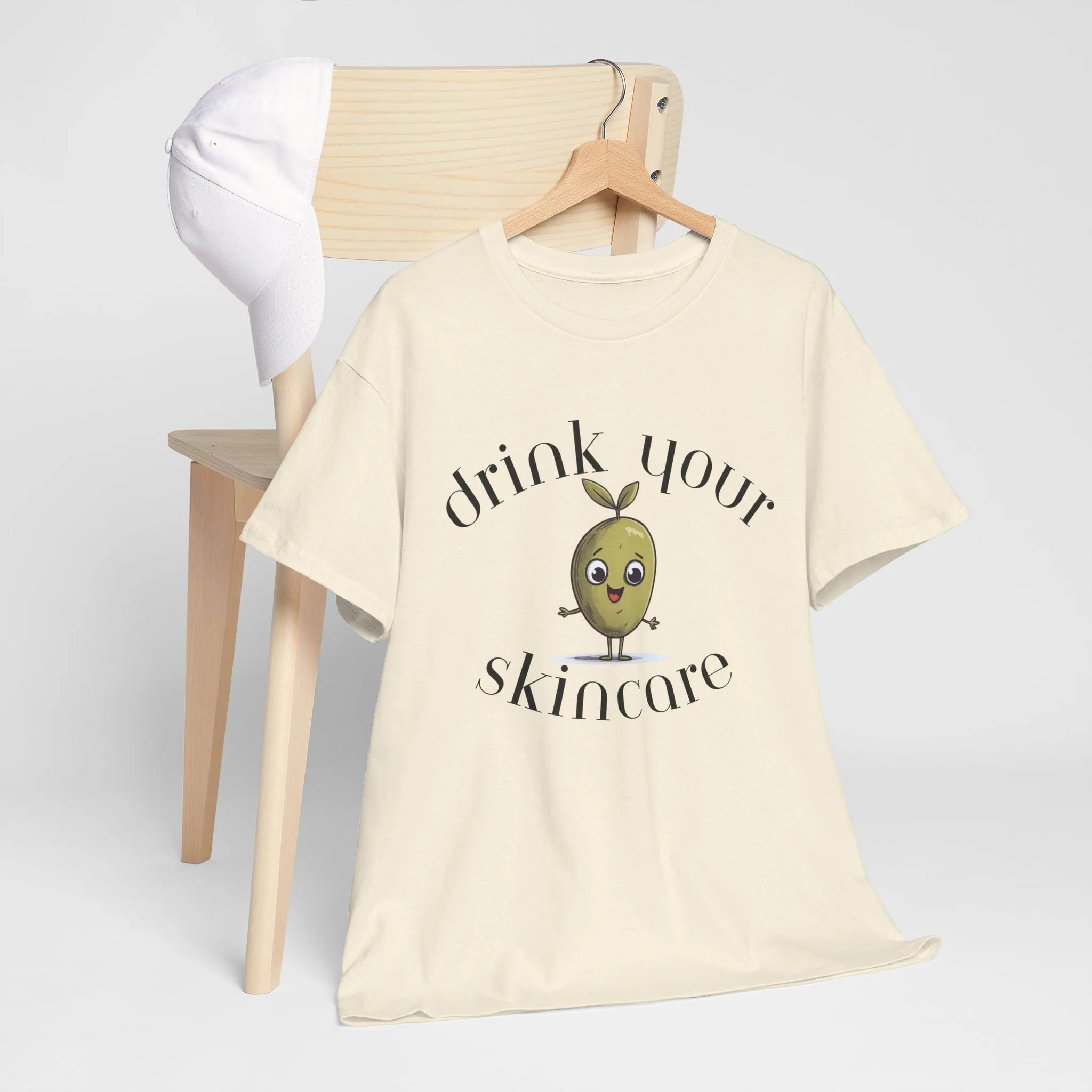Drink your skincare / olive trees / olive cartoon / Unisex Heavy Cotton Tee