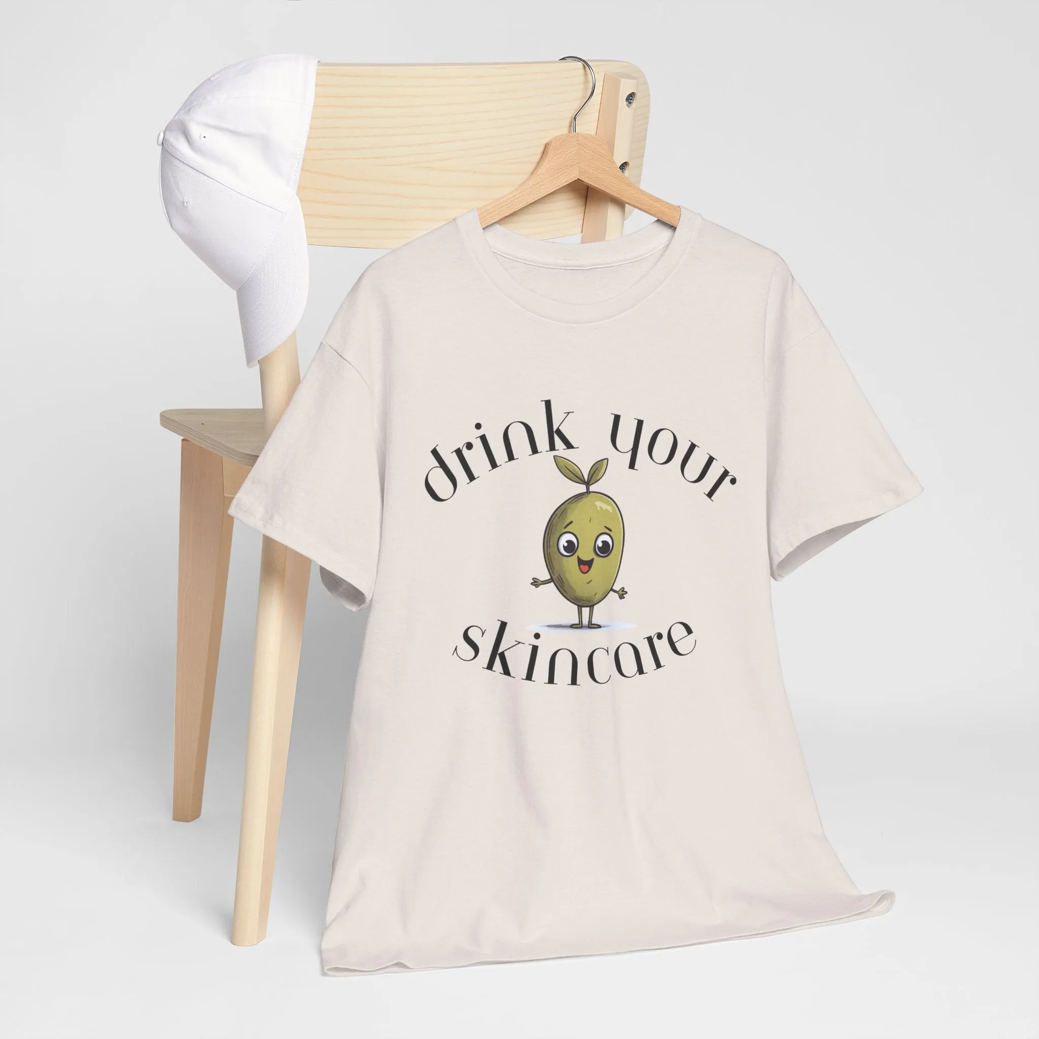Drink your skincare / olive trees / olive cartoon / Unisex Heavy Cotton Tee