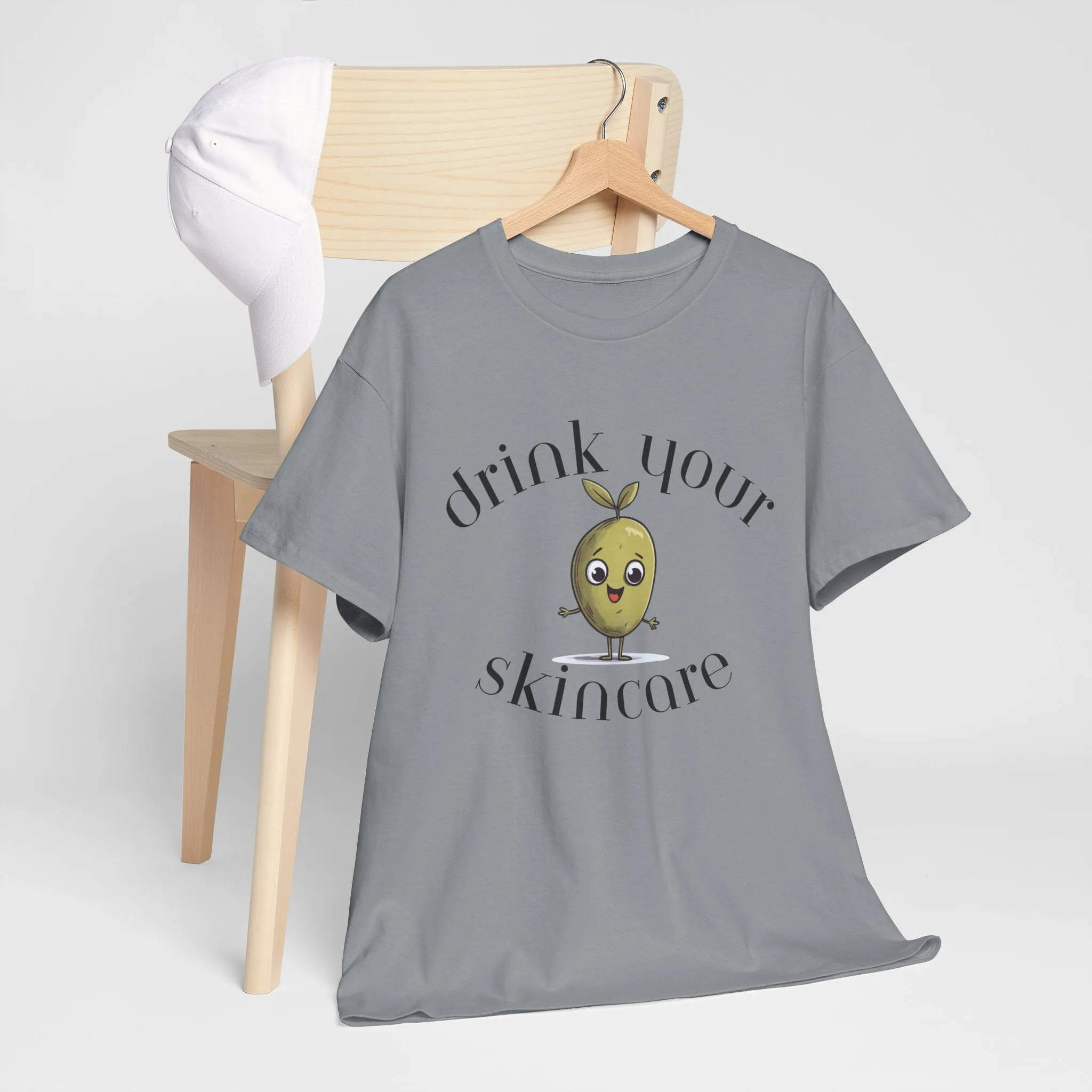 Drink your skincare / olive trees / olive cartoon / Unisex Heavy Cotton Tee