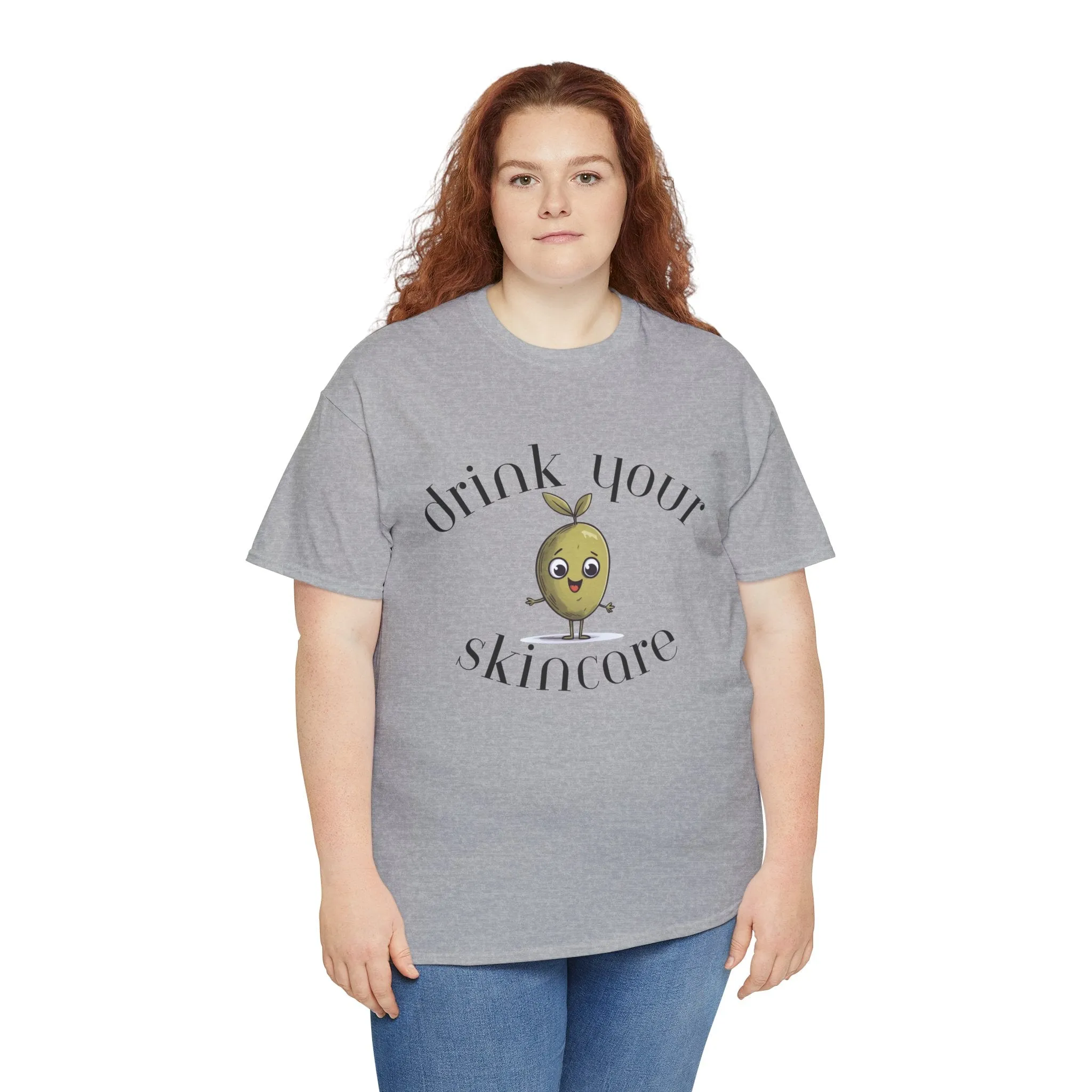 Drink your skincare / olive trees / olive cartoon / Unisex Heavy Cotton Tee
