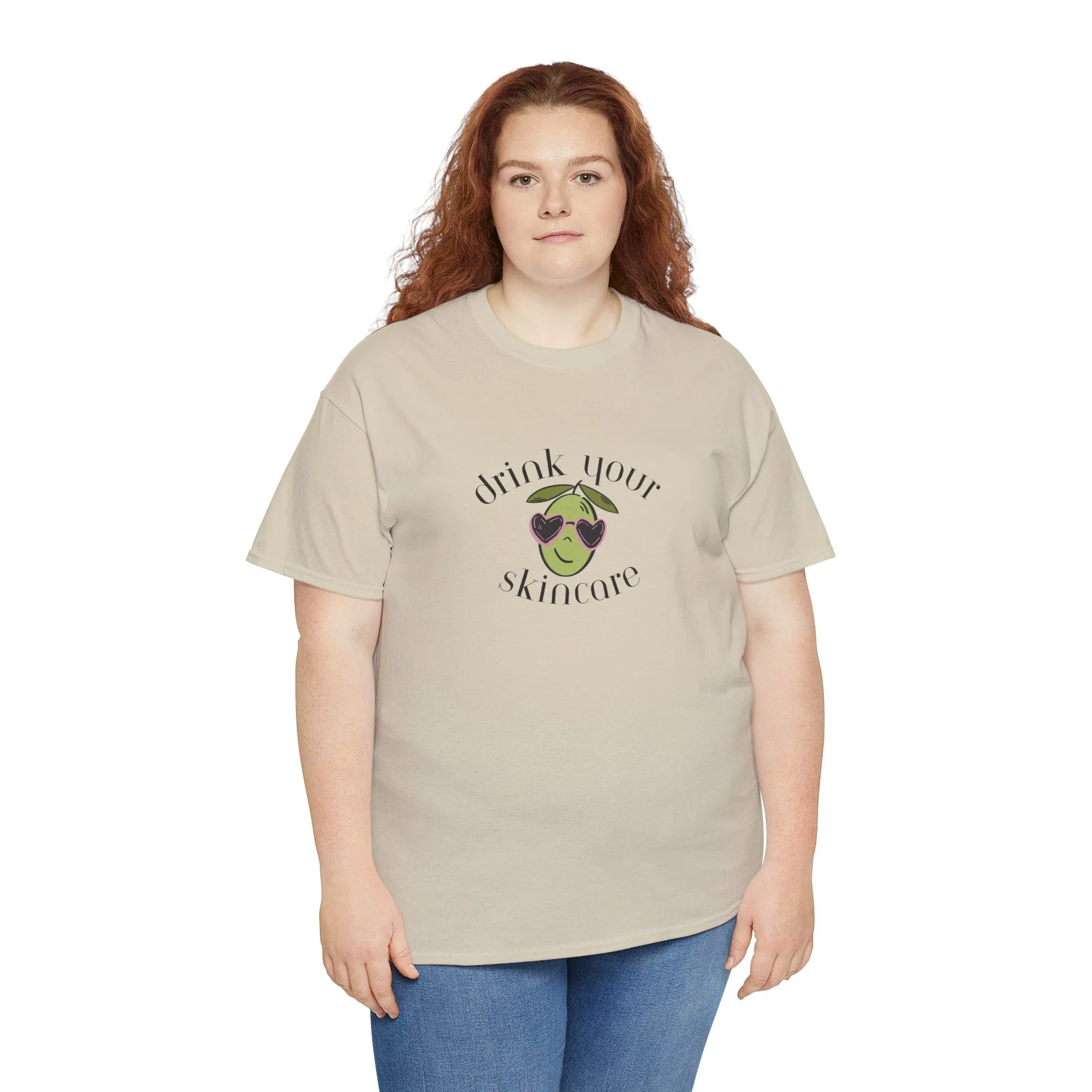 Drink your skincare / olive trees / olive sunglasses cartoon / Unisex Heavy Cotton Tee