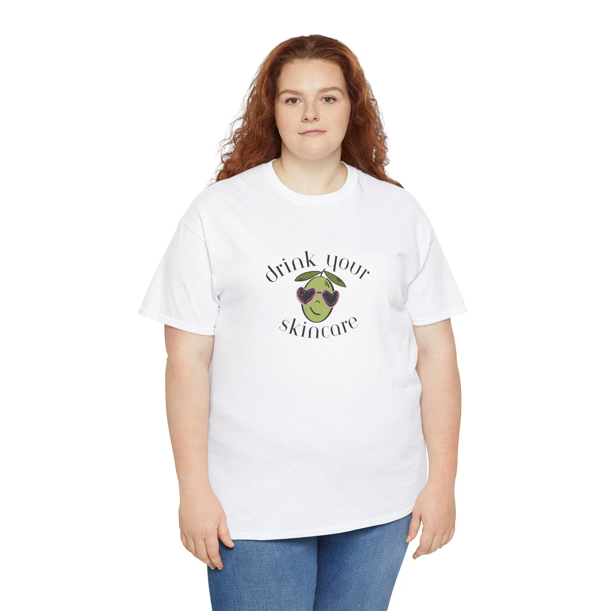 Drink your skincare / olive trees / olive sunglasses cartoon / Unisex Heavy Cotton Tee