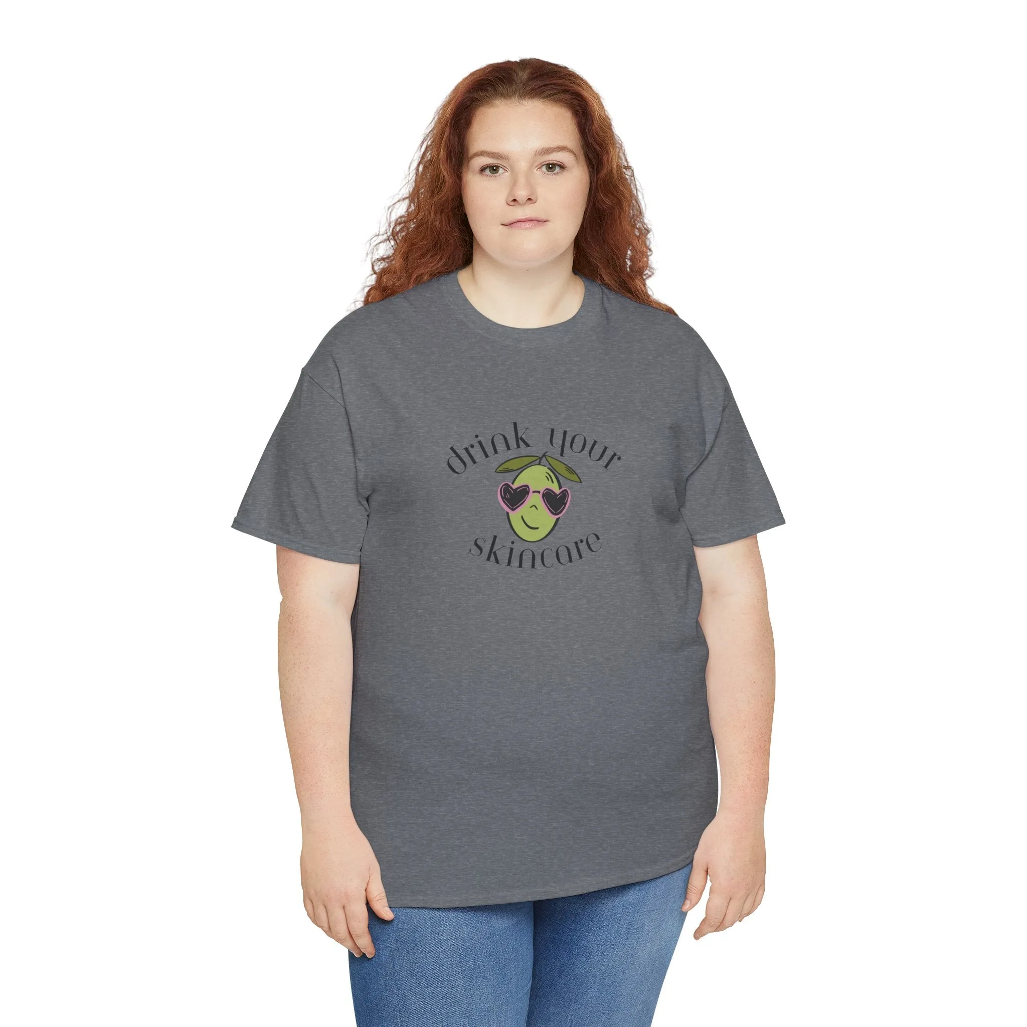 Drink your skincare / olive trees / olive sunglasses cartoon / Unisex Heavy Cotton Tee