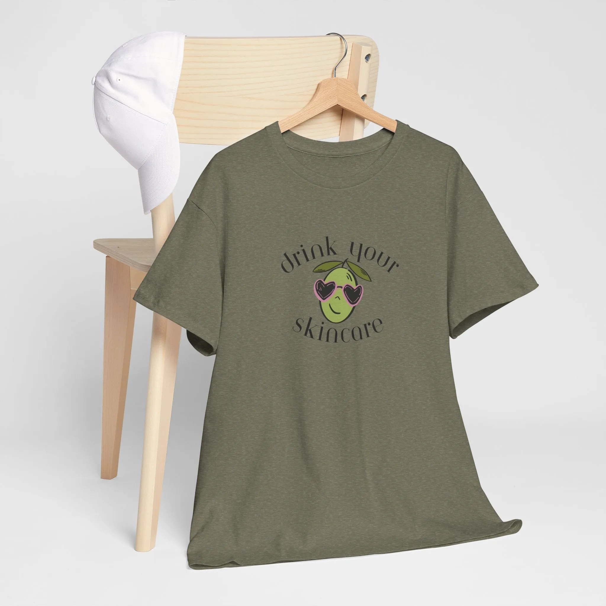Drink your skincare / olive trees / olive sunglasses cartoon / Unisex Heavy Cotton Tee