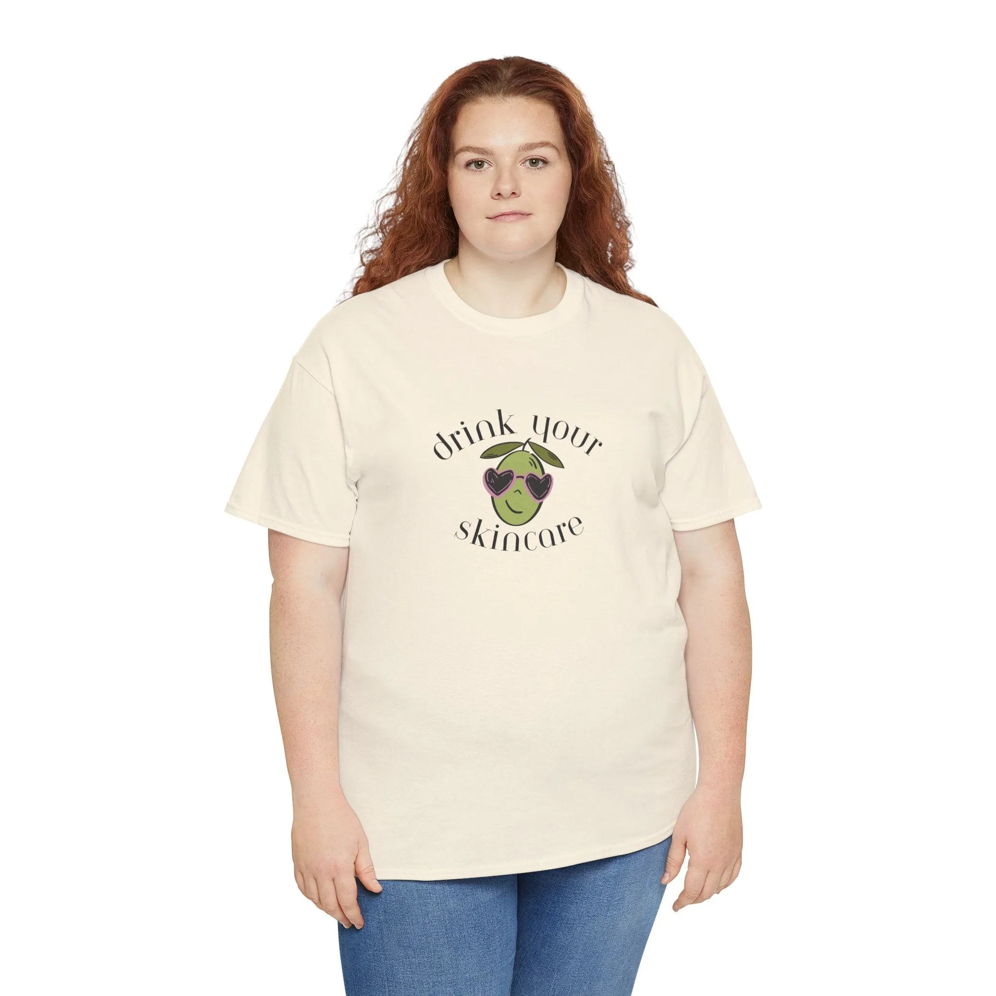 Drink your skincare / olive trees / olive sunglasses cartoon / Unisex Heavy Cotton Tee