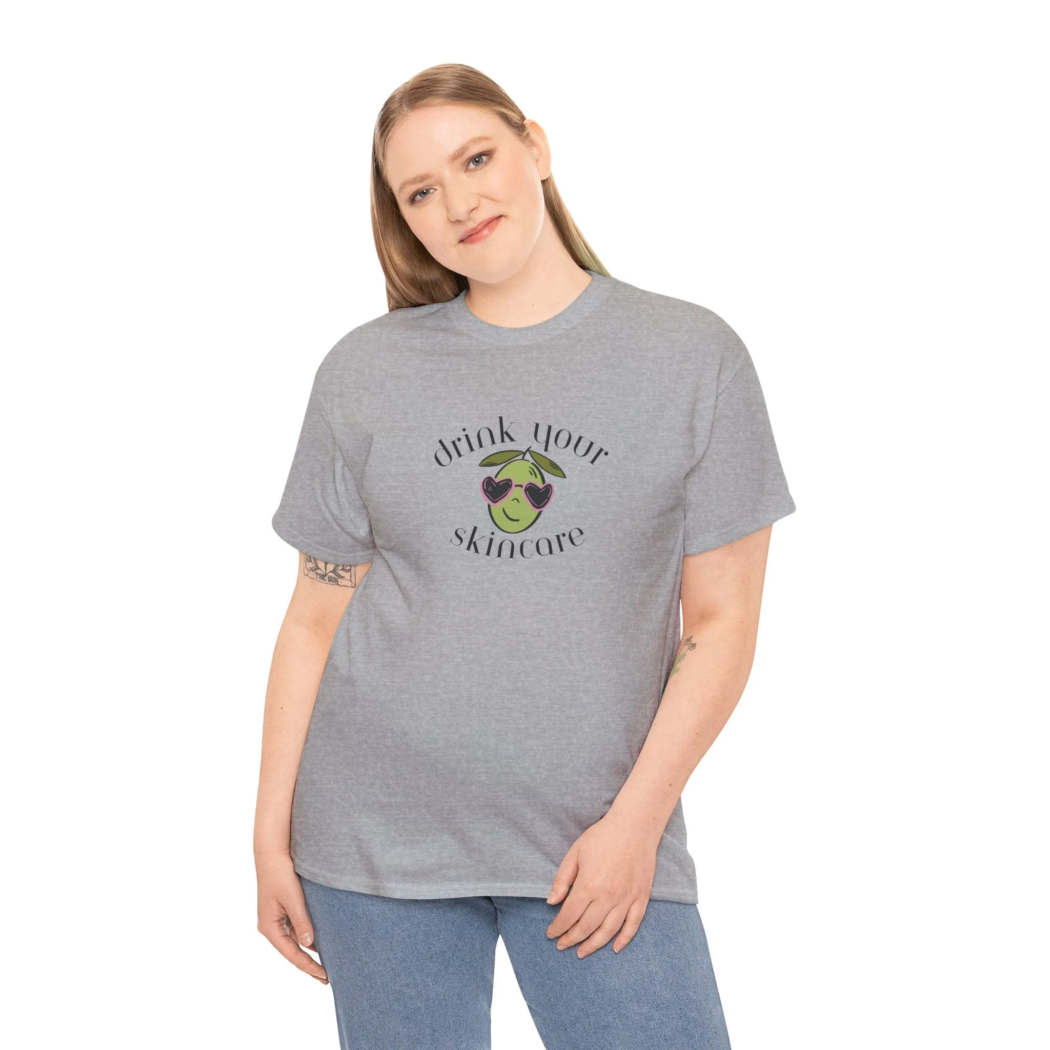 Drink your skincare / olive trees / olive sunglasses cartoon / Unisex Heavy Cotton Tee