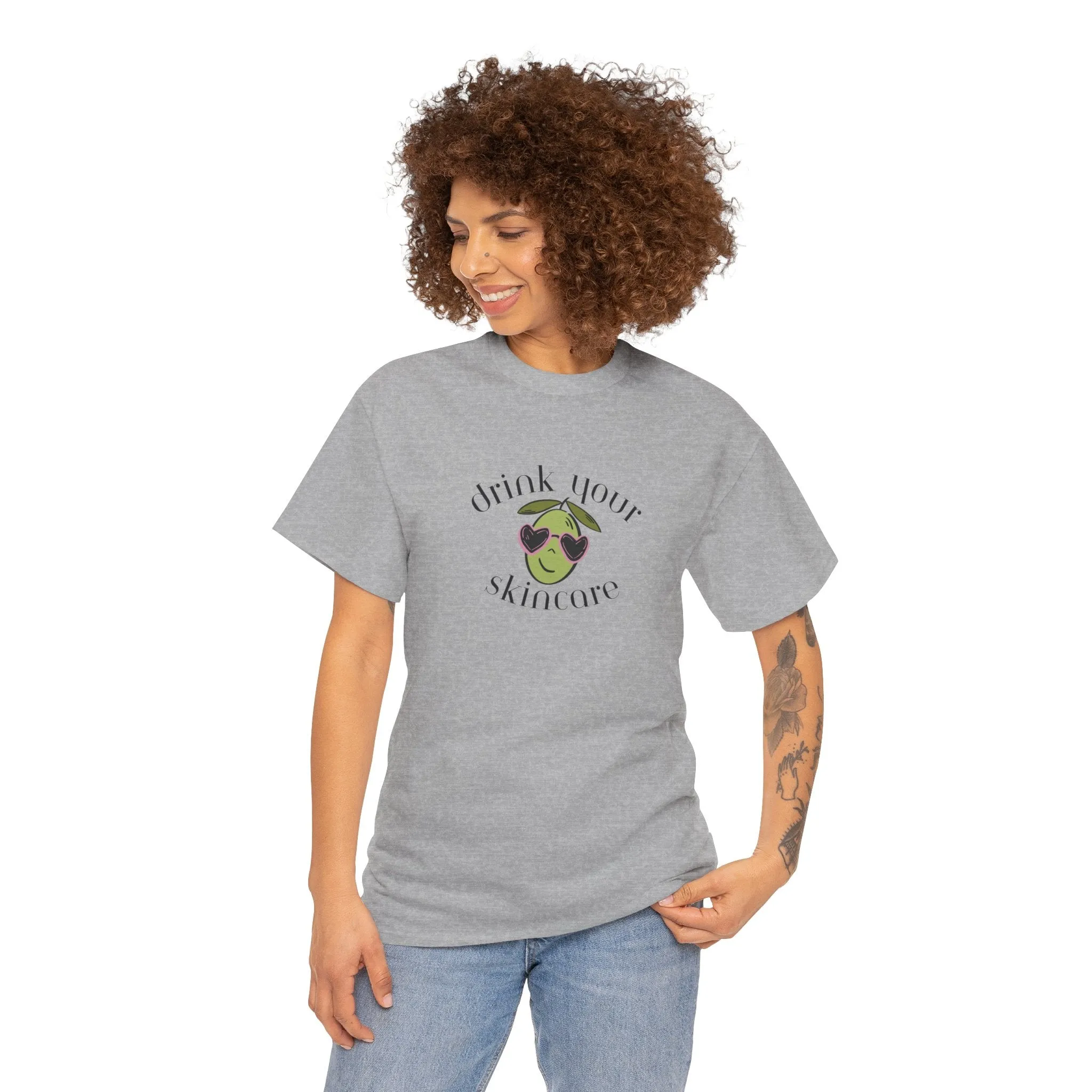 Drink your skincare / olive trees / olive sunglasses cartoon / Unisex Heavy Cotton Tee