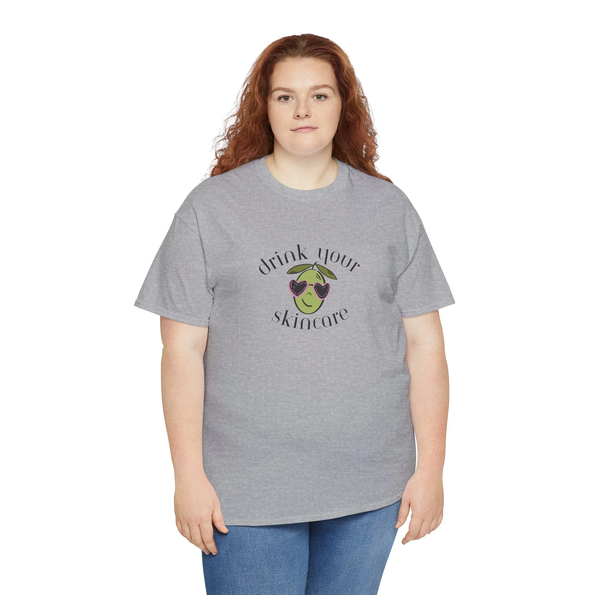 Drink your skincare / olive trees / olive sunglasses cartoon / Unisex Heavy Cotton Tee