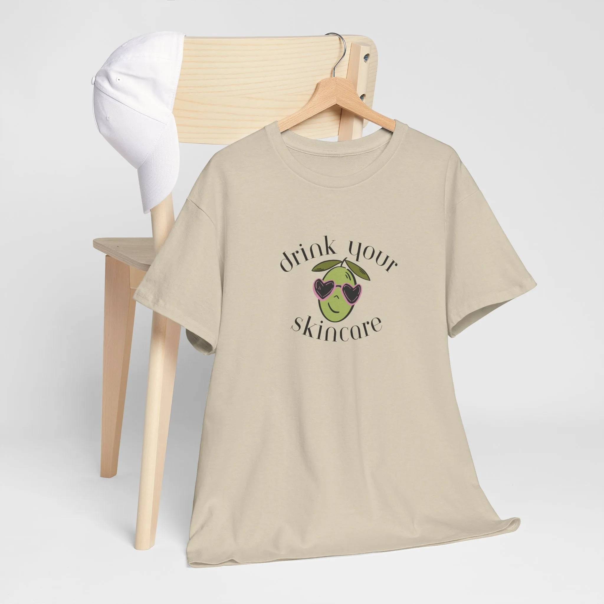 Drink your skincare / olive trees / olive sunglasses cartoon / Unisex Heavy Cotton Tee
