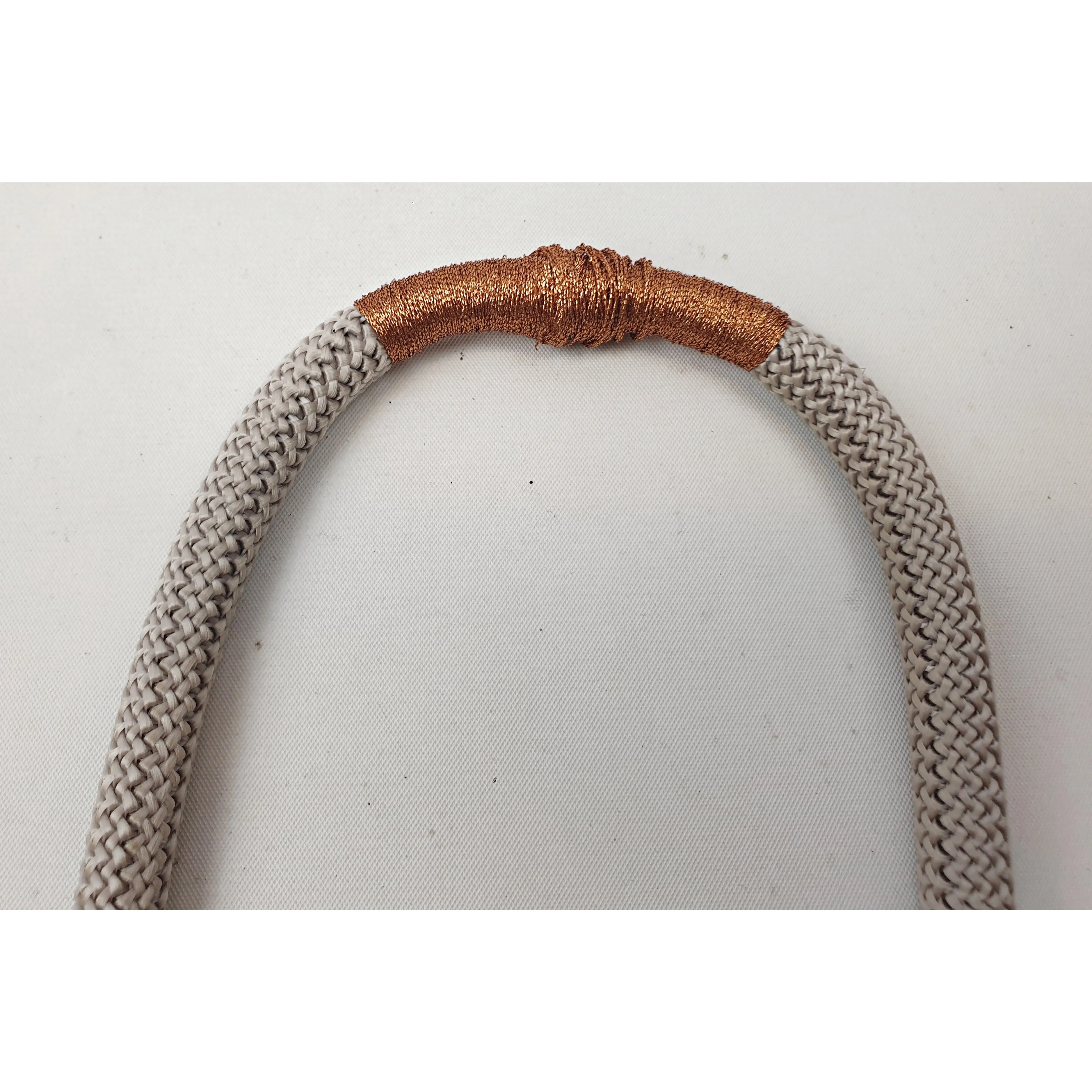 Elk lavendar woven fabric chunky necklace with pink leather detail