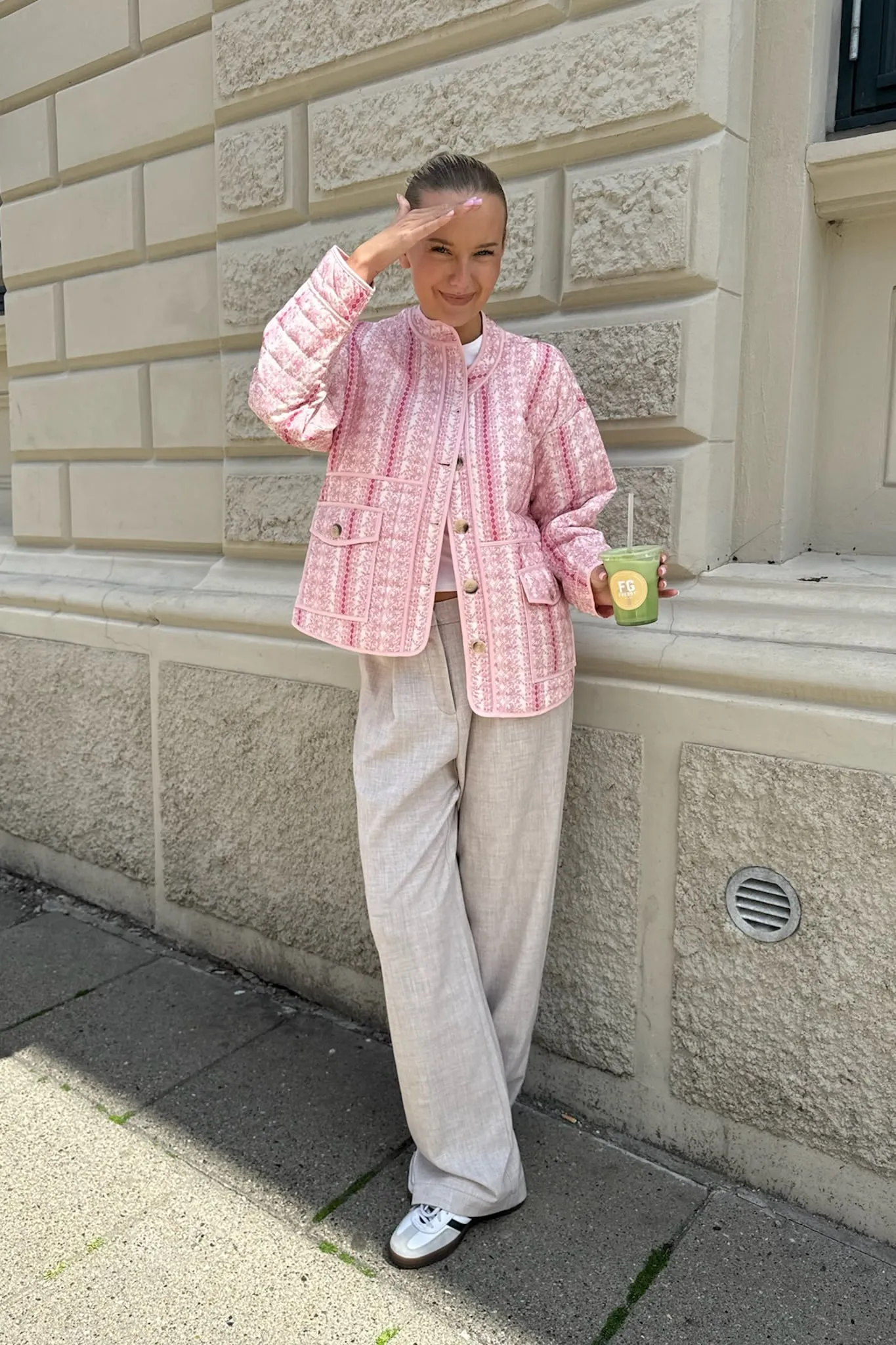 EmmyIC Quilted Jakke - Pink Blomsterprint
