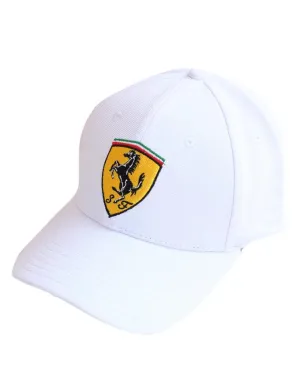 Ferrari White Quilt Stitch Hat Cap 1 w/Logo on Front & Back