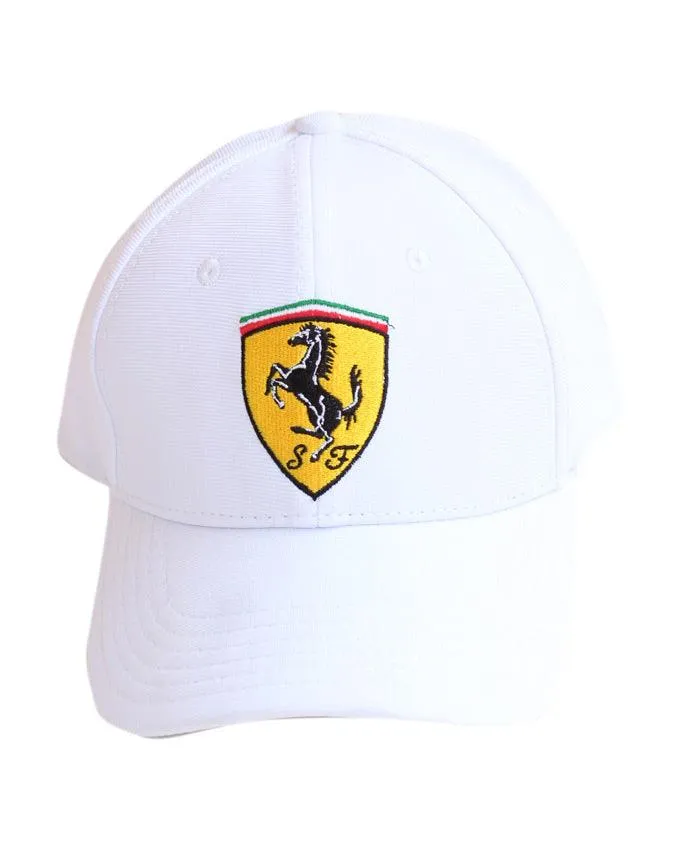 Ferrari White Quilt Stitch Hat Cap 1 w/Logo on Front & Back