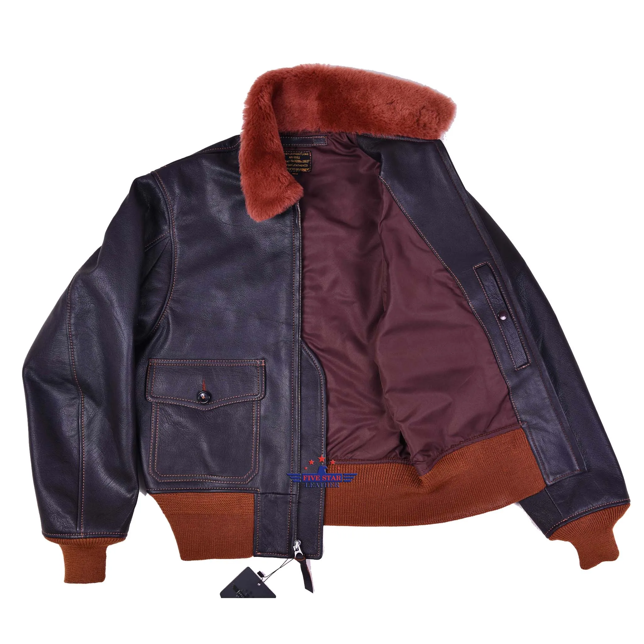 FiveStar Leather Repro Men’s Flight Aviator WW2 AN-6552 Leather Jacket