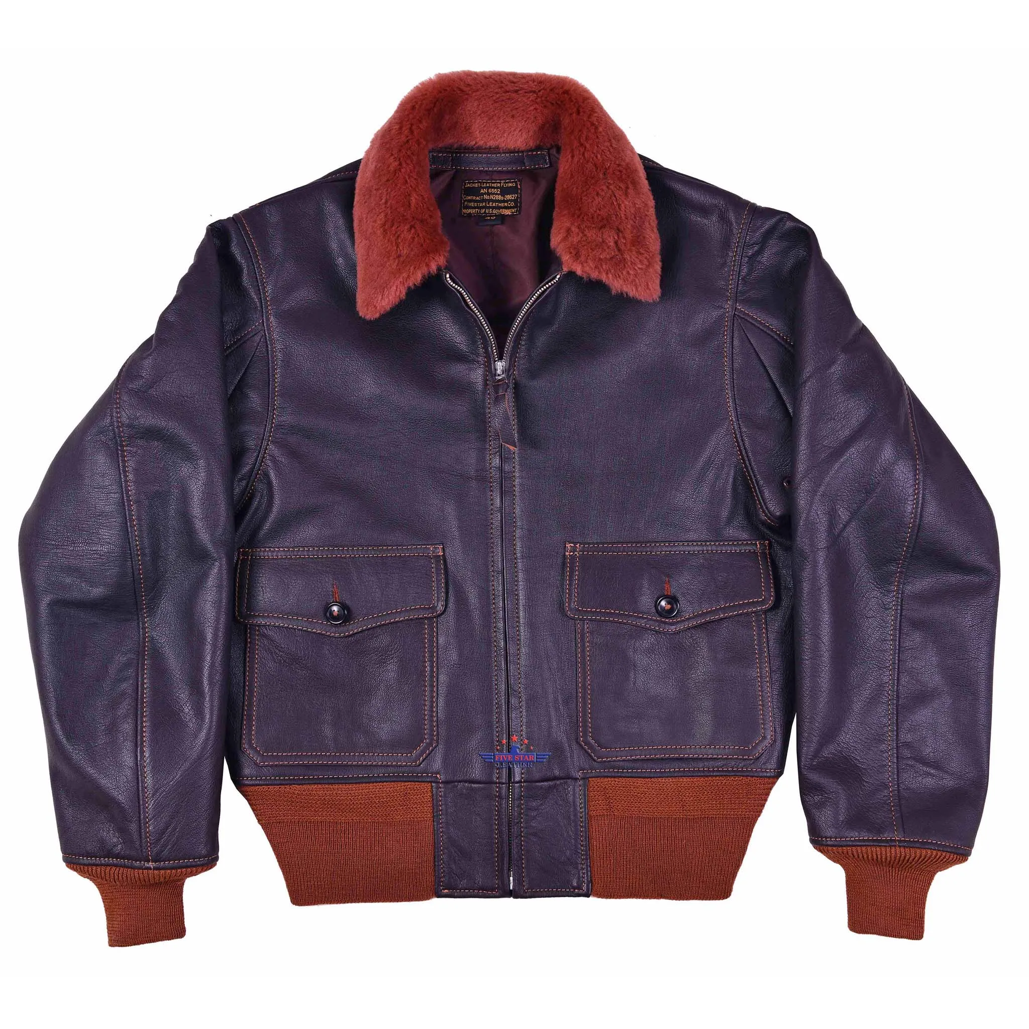 FiveStar Leather Repro Men’s Flight Aviator WW2 AN-6552 Leather Jacket