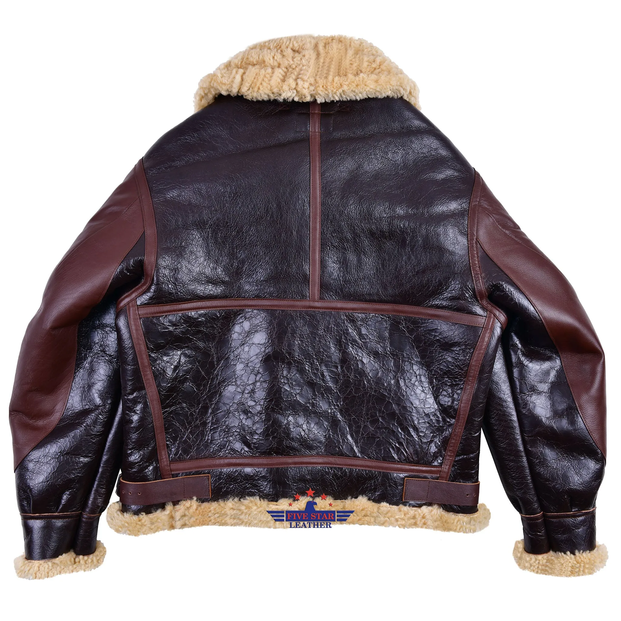 FiveStar leather Repro USAAF Type B-3 Bomber Aviator Pilot Seal Brown Sheep Leather Flight Jacket