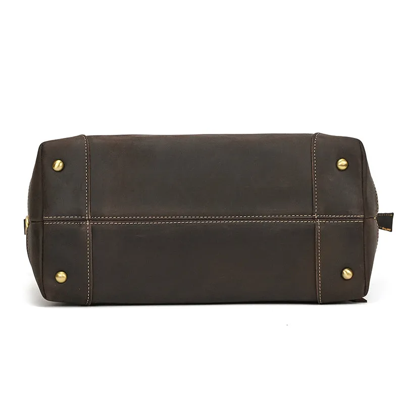 Full Grain Leather Tote Bag Handcrafted Office Bag Leather Shoulder Bag Women Tote With Zipper Outside Pocket