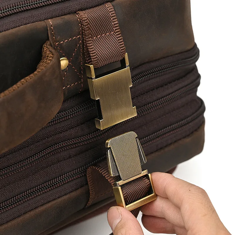 Full Grain Leather Travel Backpack Mens Large Leather Backpack Laptop Backpack Convertible Handbag