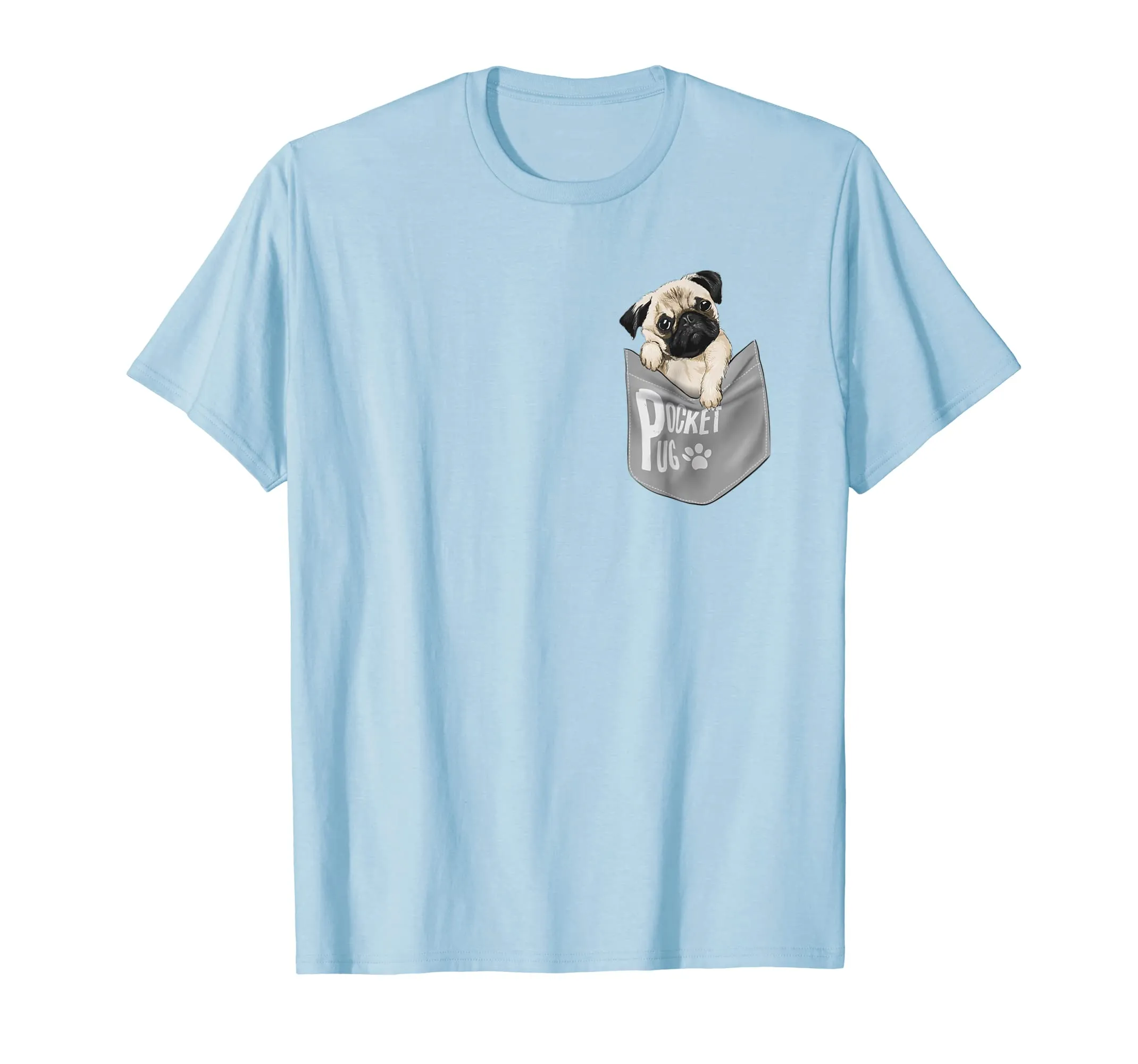 Funny Cute Pug Dog In Pocket T Shirt For Men Women Kids