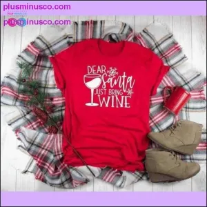 Funny Santa Bring Wine Christmas Shirt at PlusMinusCo.com