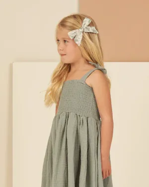 Girl Bow with Clip- Blue Floral
