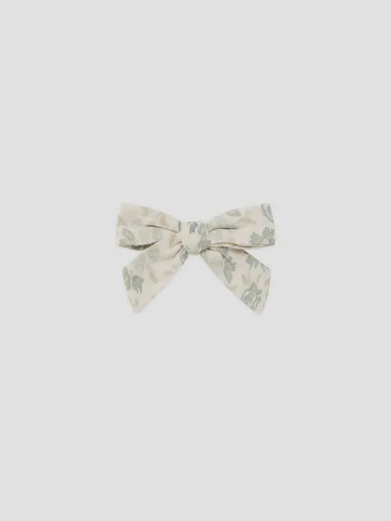 Girl Bow with Clip- Blue Floral