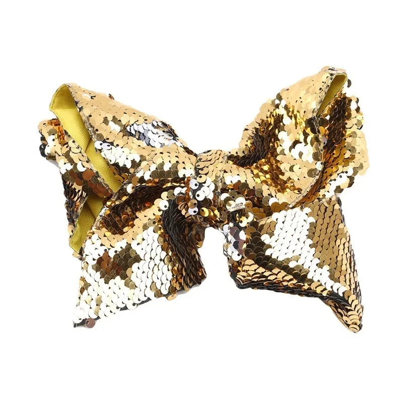 Girl Woman Hair Clips Double-sided Reversible Sequin Bow Hair Accessory